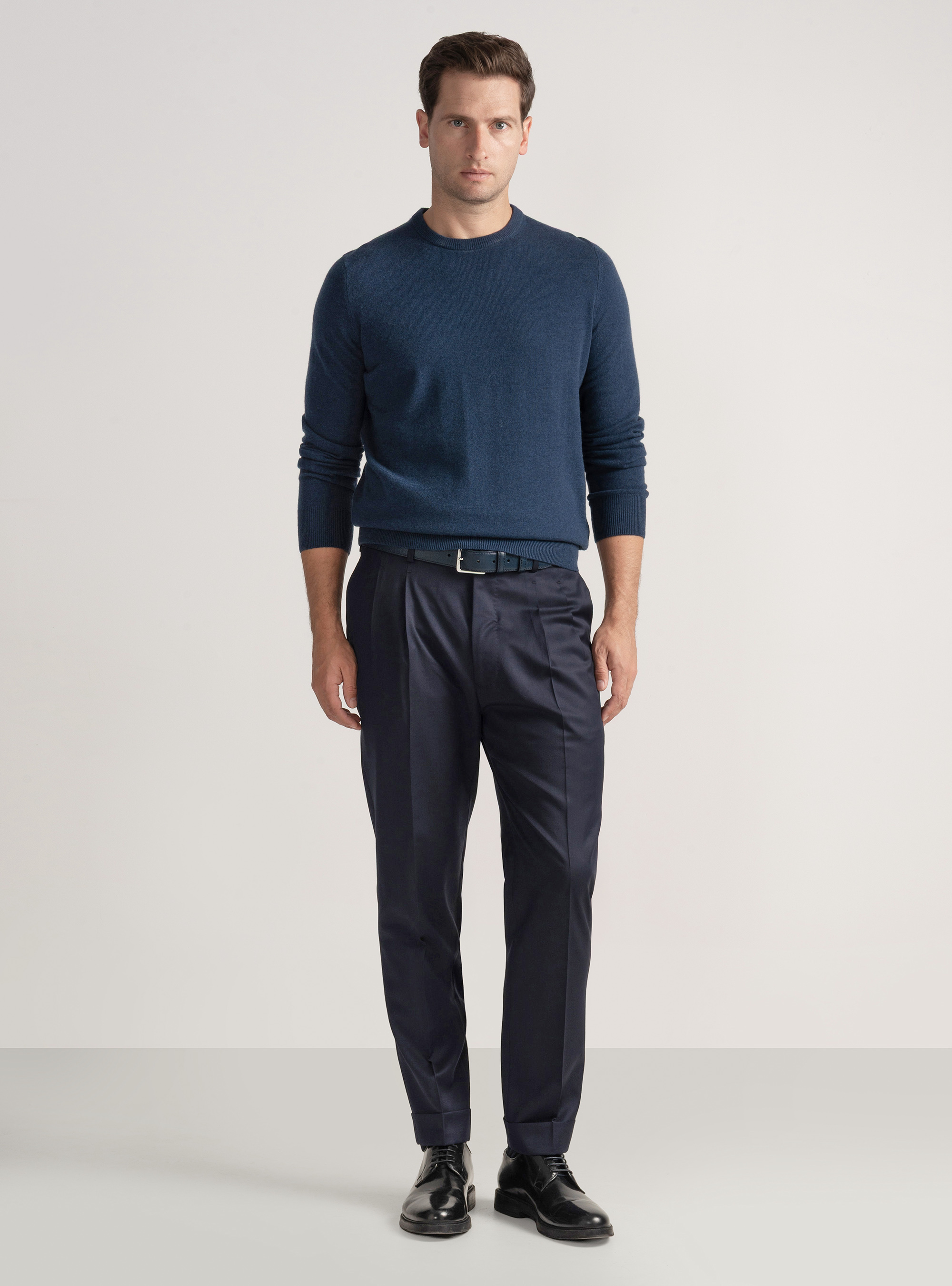 Trikot mit Rundhalsausschnitt aus Lambswool und Kaschmir, INCHIOSTRO 0232C