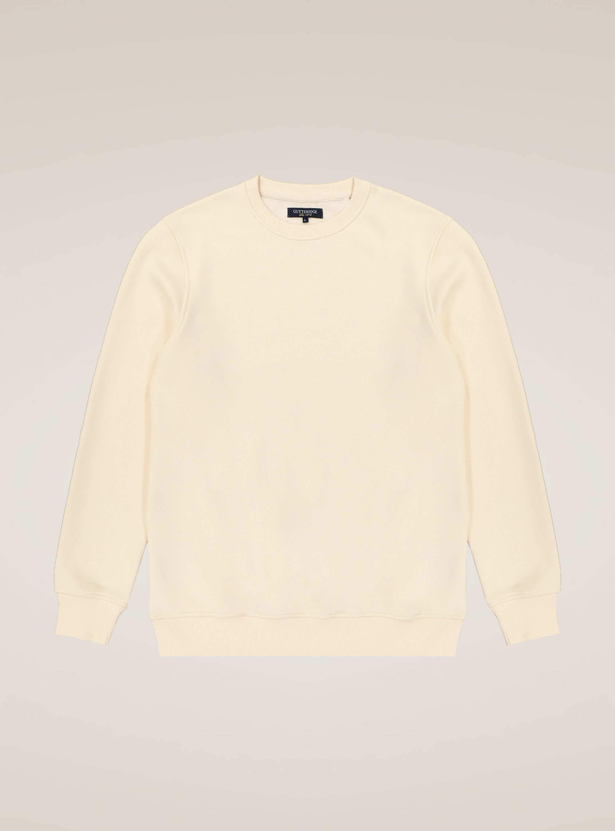 Felpa girocollo in misto cotone, PANNA