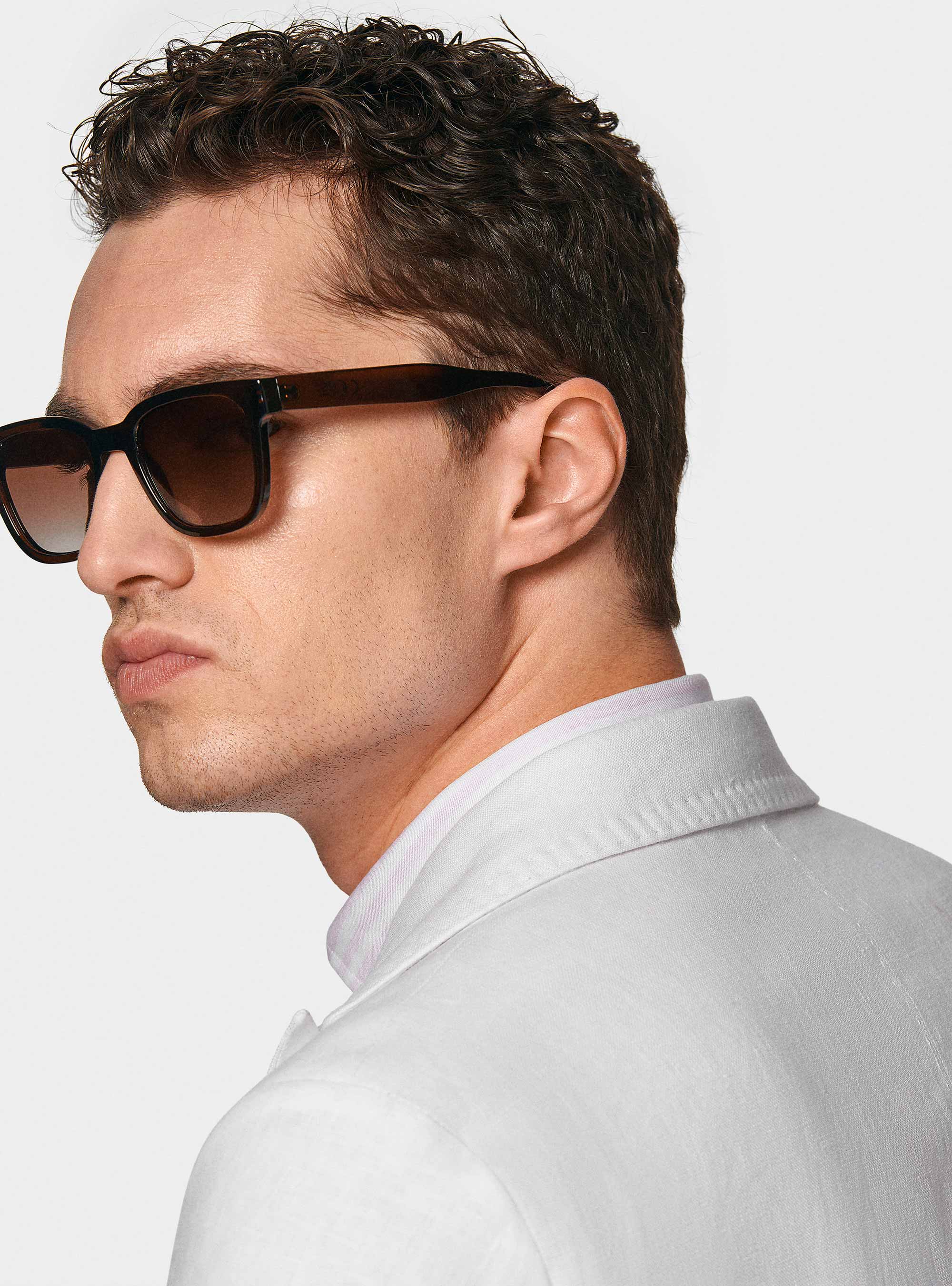 Pure linen double-breasted blazer, WHITE