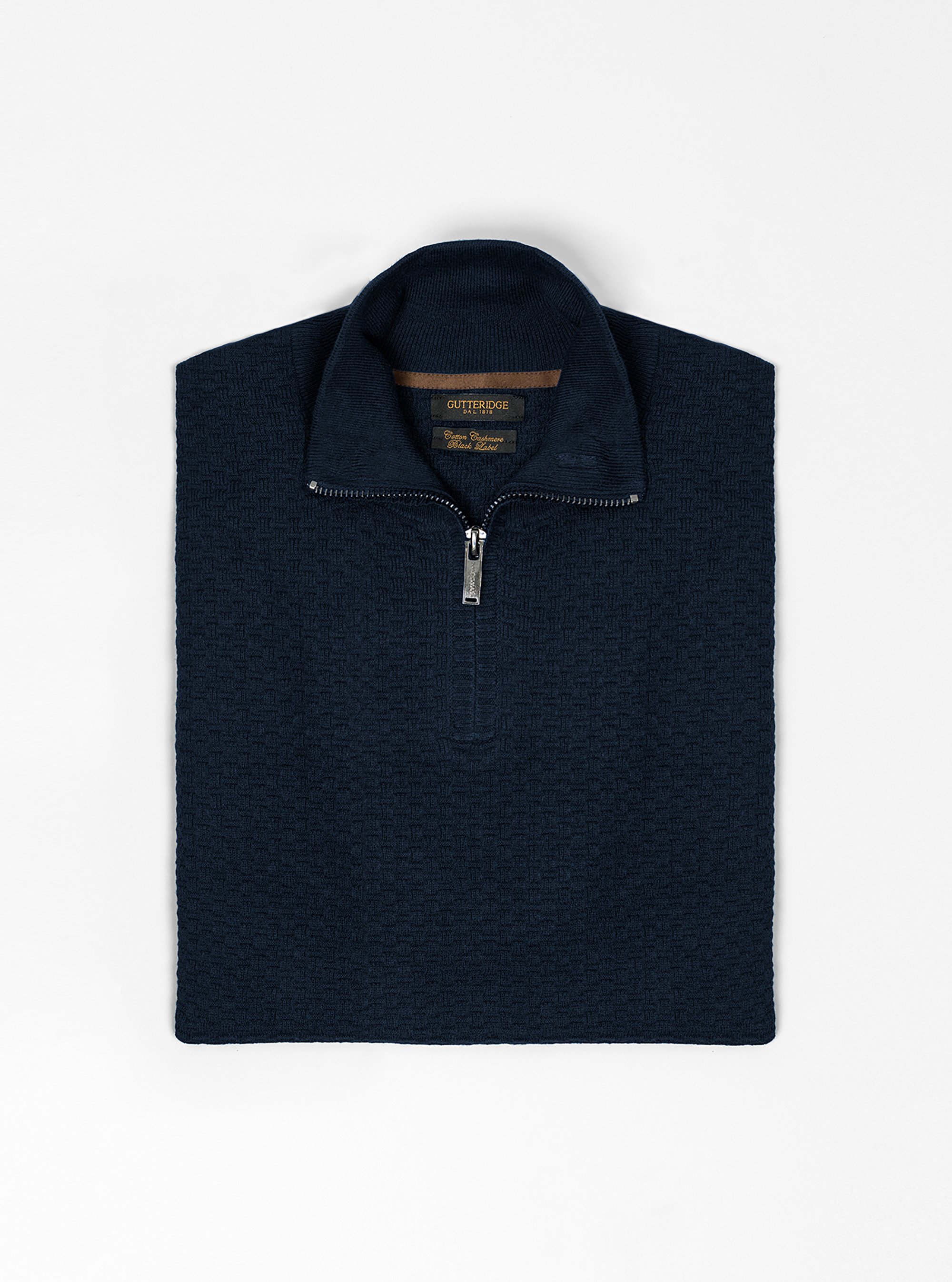 Maglia dolcevita con zip punto canestro, NAVY BLUE