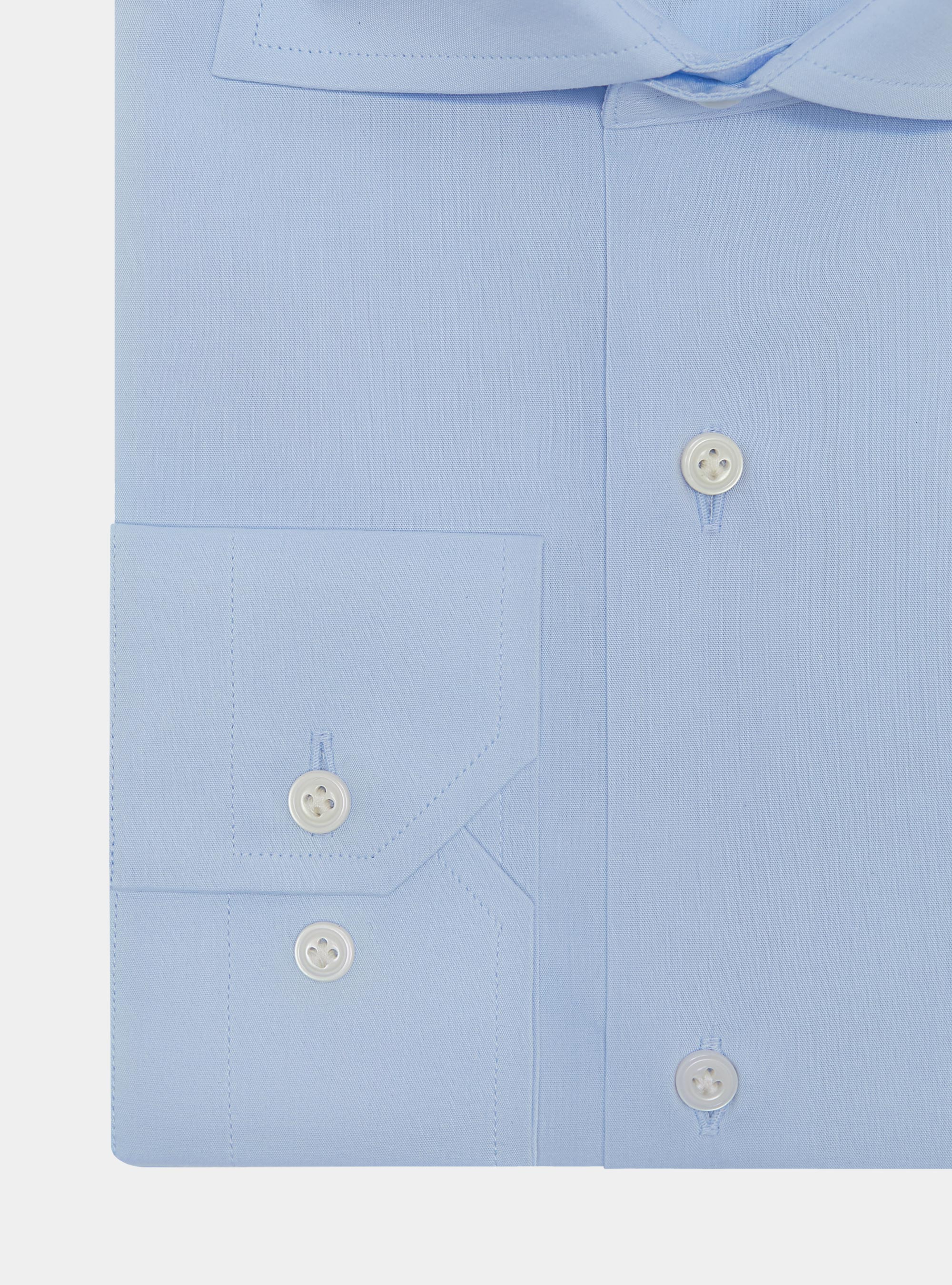 Camicia in popeline stretch, AZZURRO
