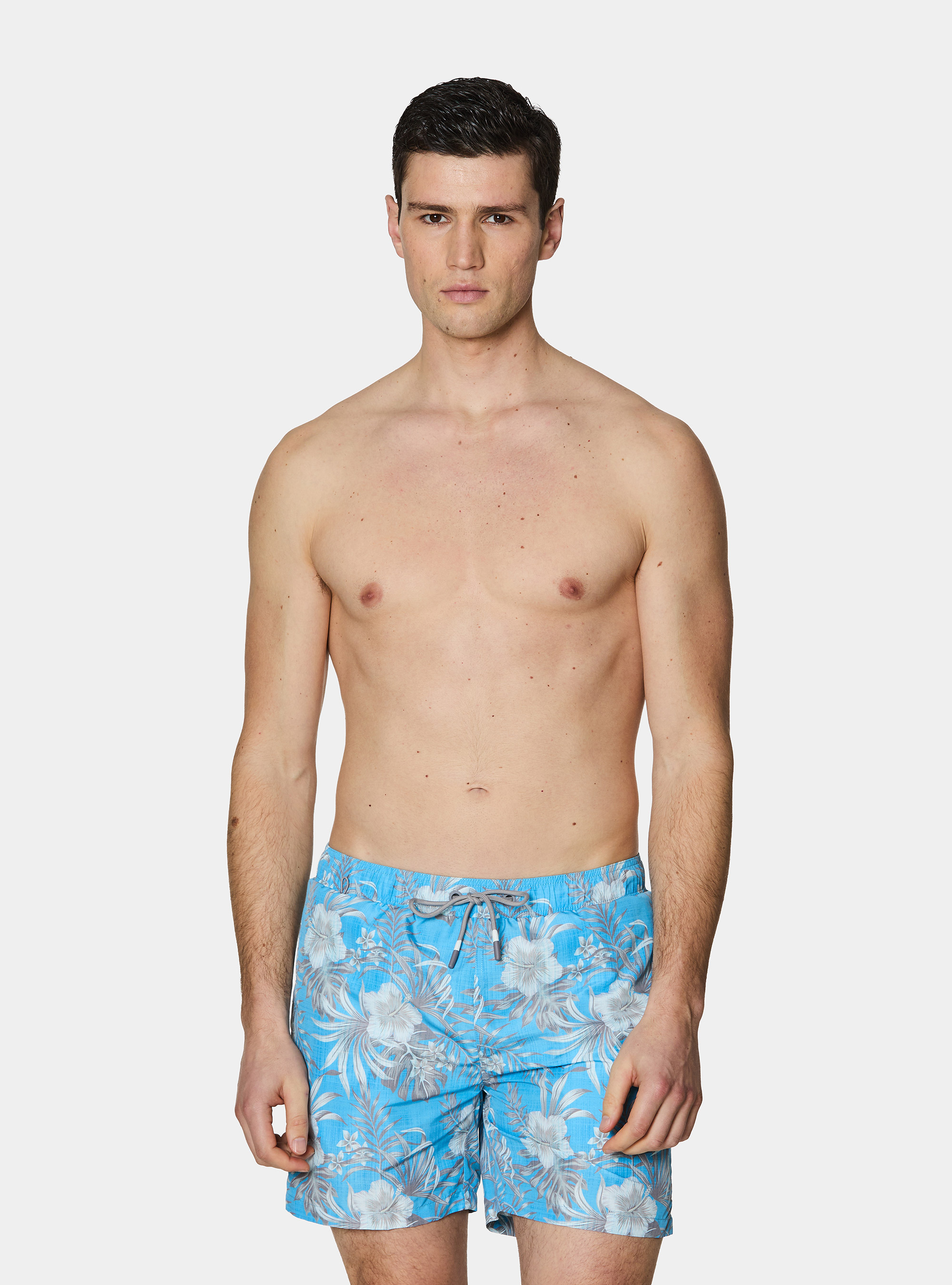 Costume da bagno stampato con fiori, LIGHT BLUE