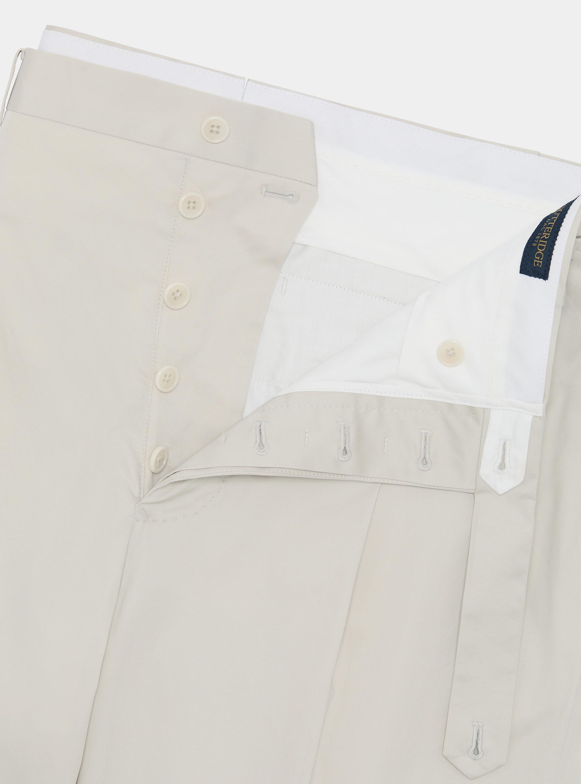 Pantaloni con pince in cotone popeline stretch, PANNA