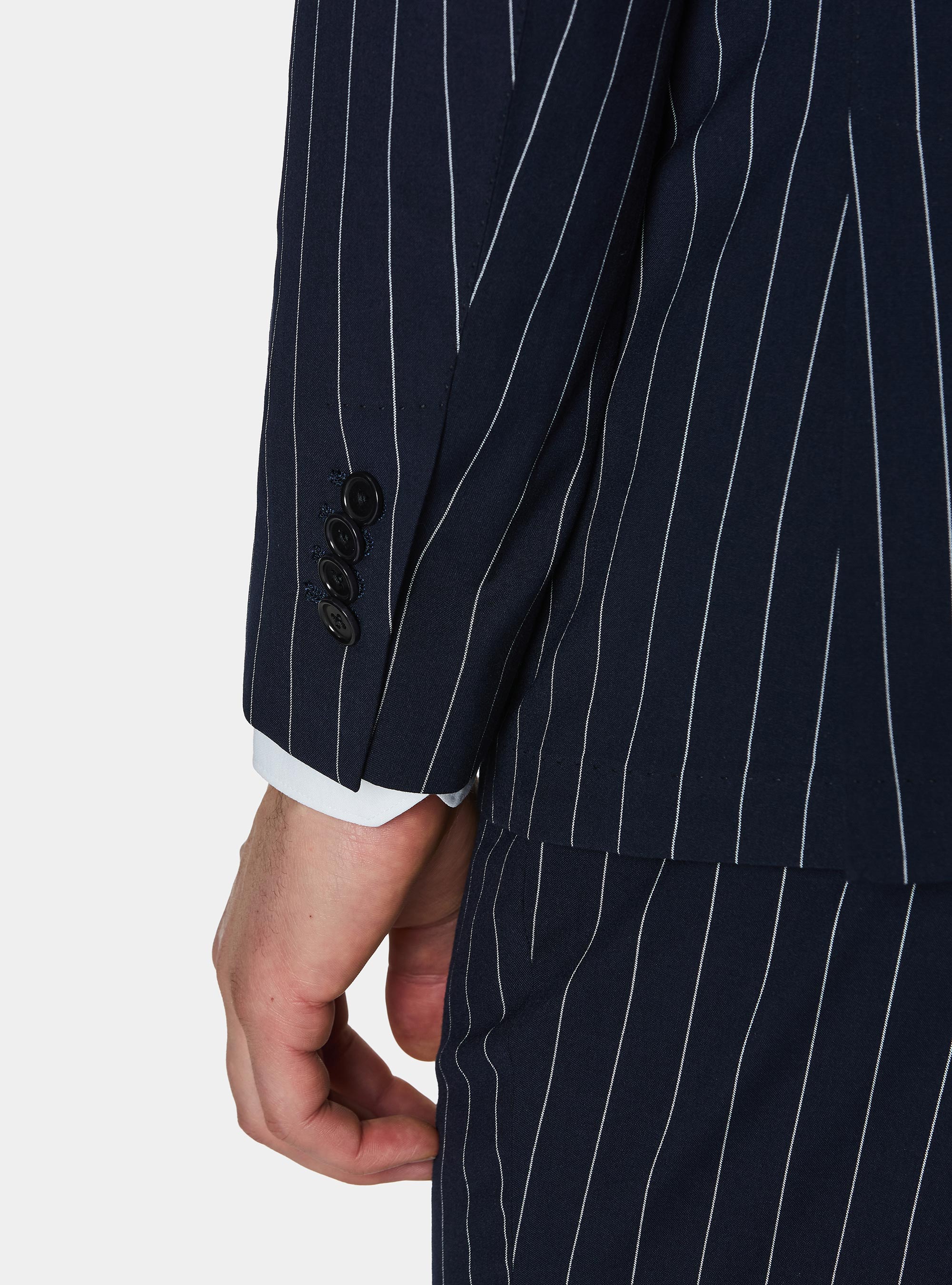 Giacca abito doppiopetto gessato, BLU NAVY