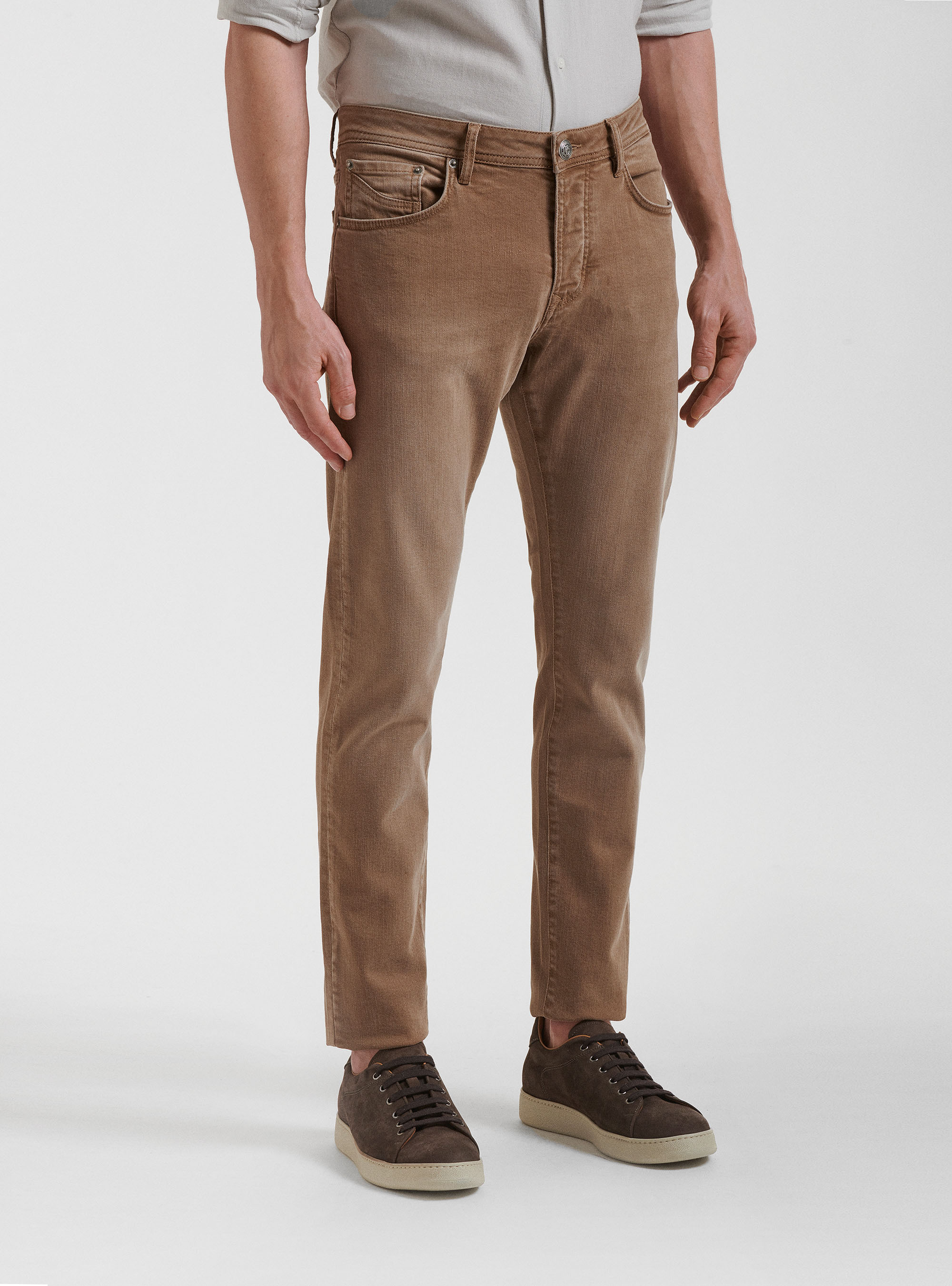 Coloured yarn-dyed jeans, SAND