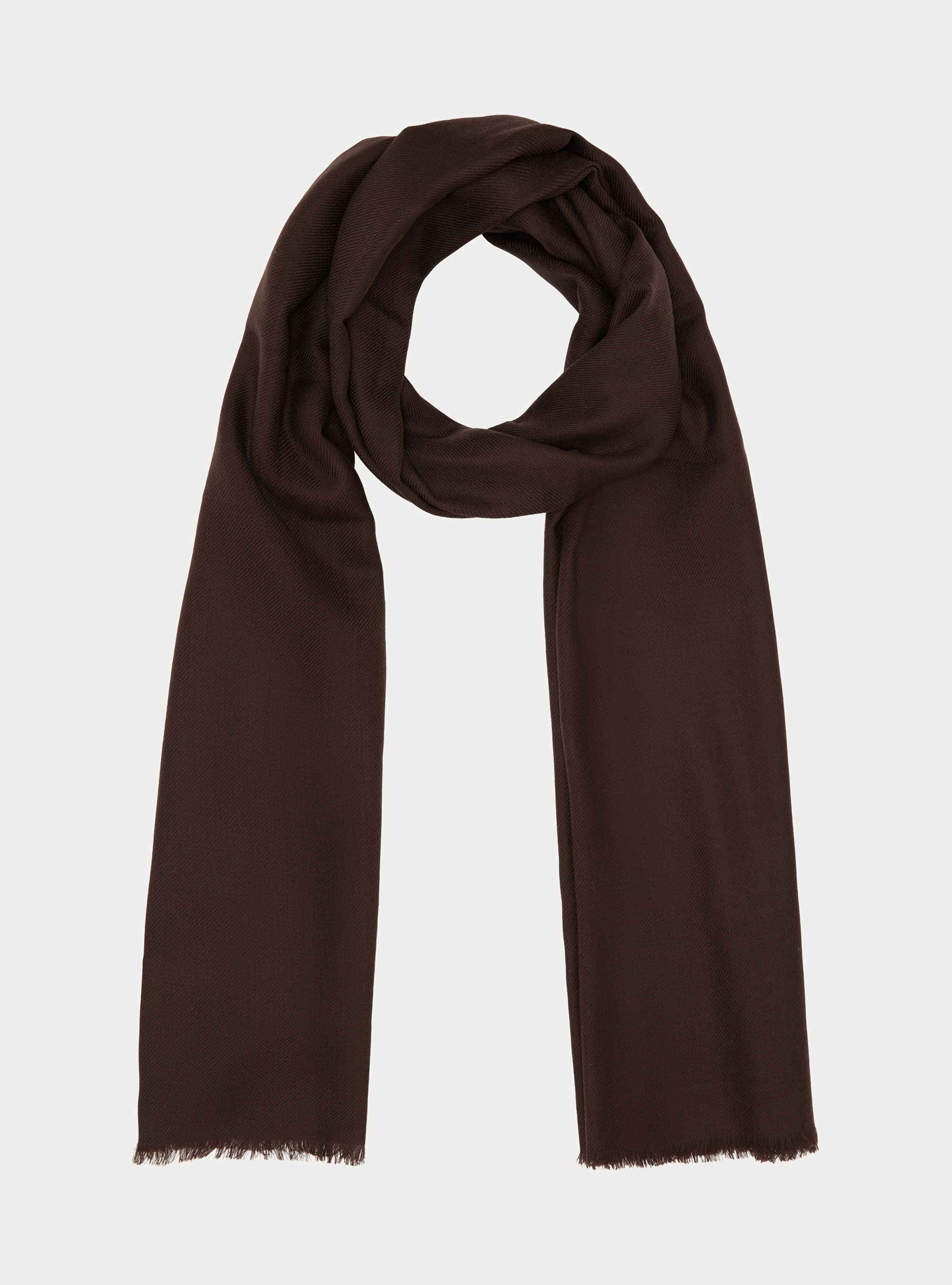 Sciarpa in lana con ricamo, MARRONE 0508C