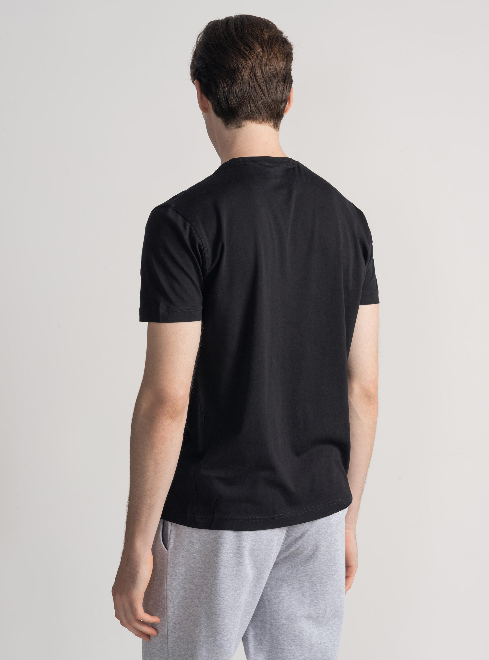 T-shirt in cotone supima mezza manica, NERO