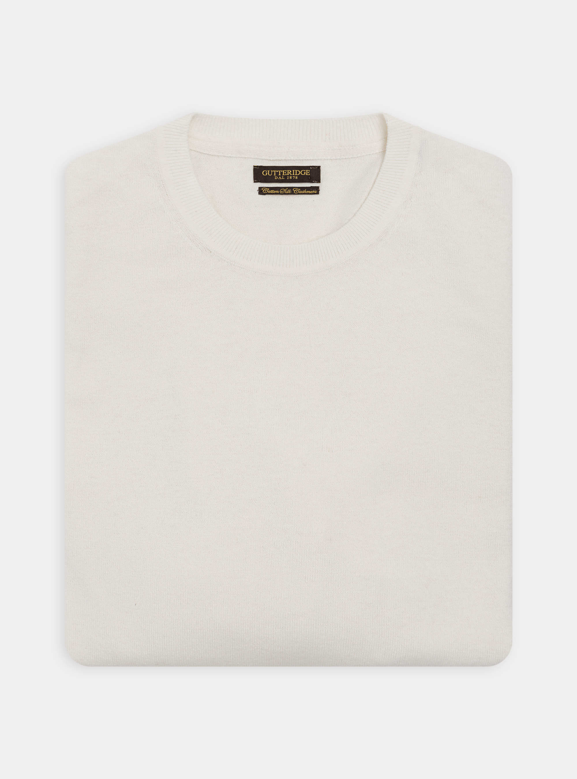 Maglia girocollo in cotone seta e cashmere, BIANCO