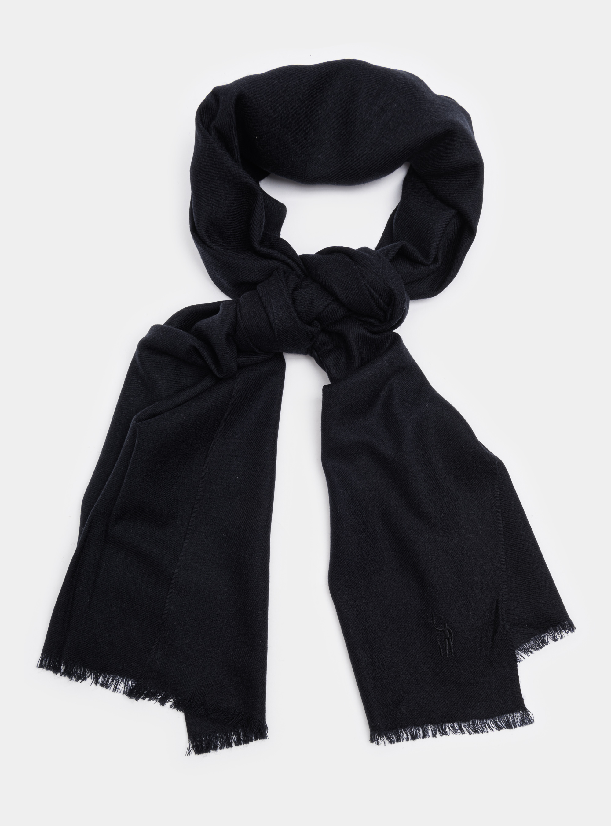 Sciarpa in lana con ricamo, NERO