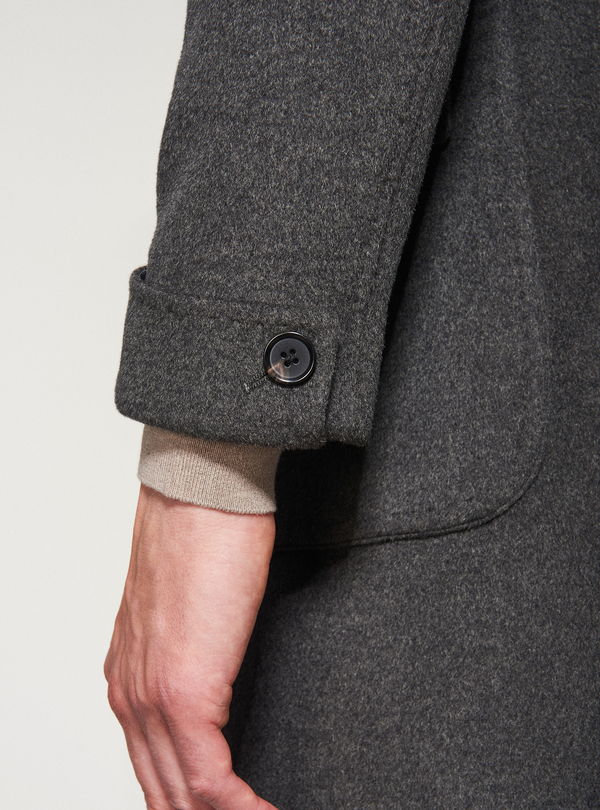 Abrigo de lana y cachemira de doble botonadura, VERDE