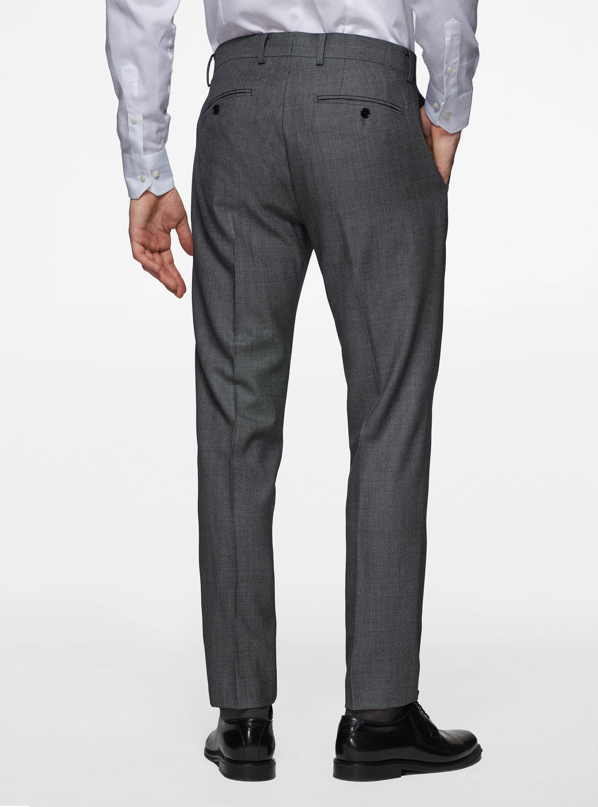 Pantaloni in pura lana occhio di pernice, GRIGIO CHIARO