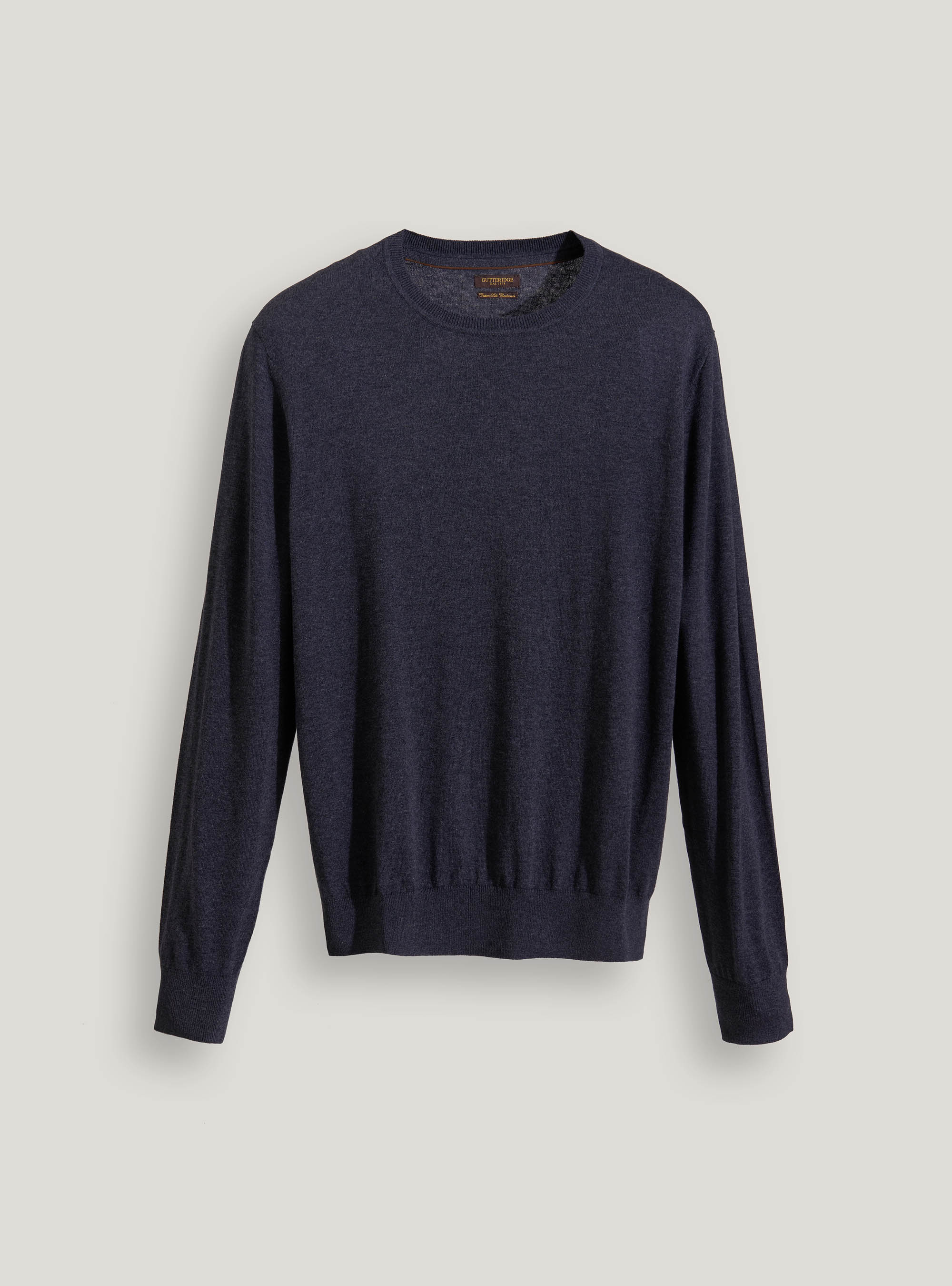 Round-neck cotton silk and cashmere sweater, ASPHALT GREY