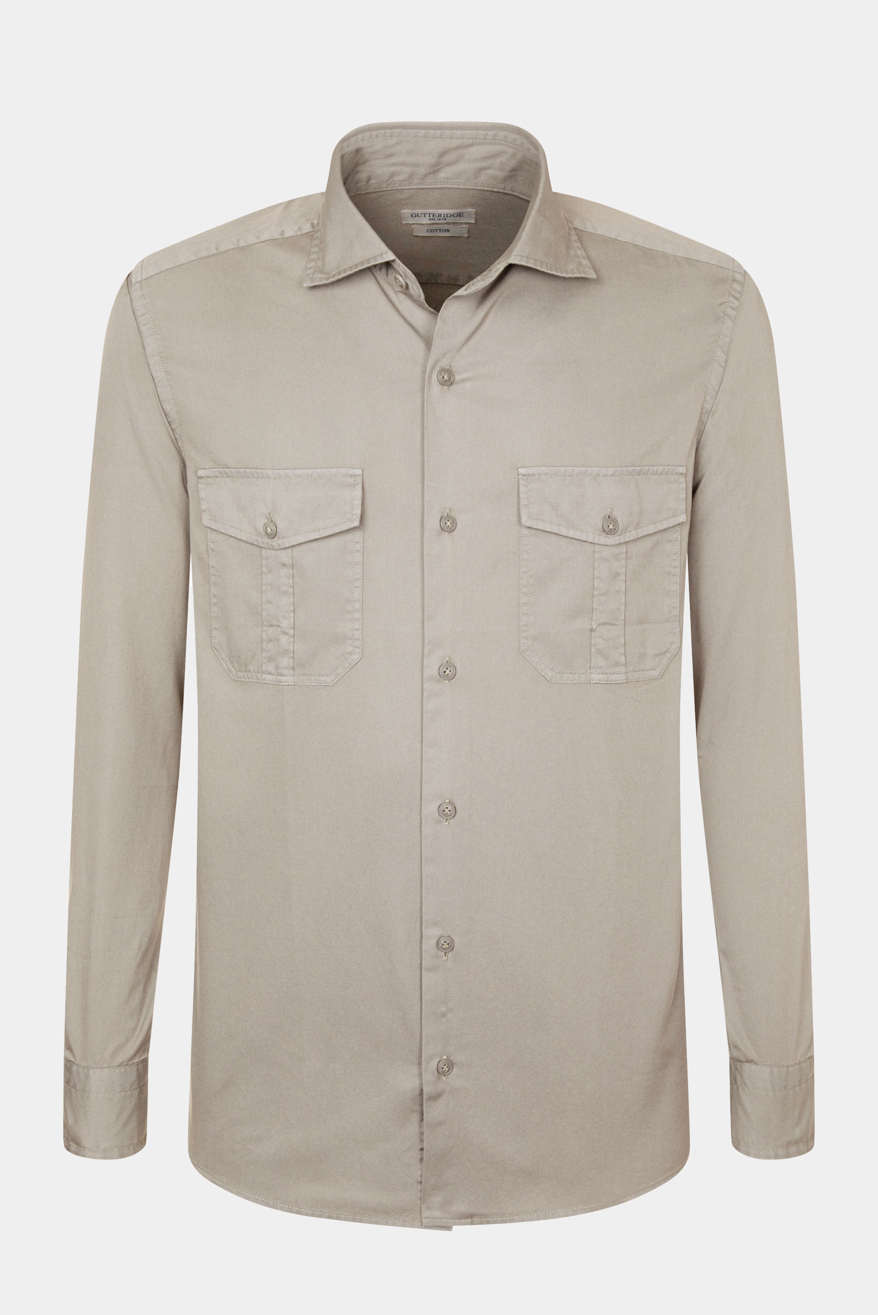 Garment dyed cotton shirt with pockets, SAND