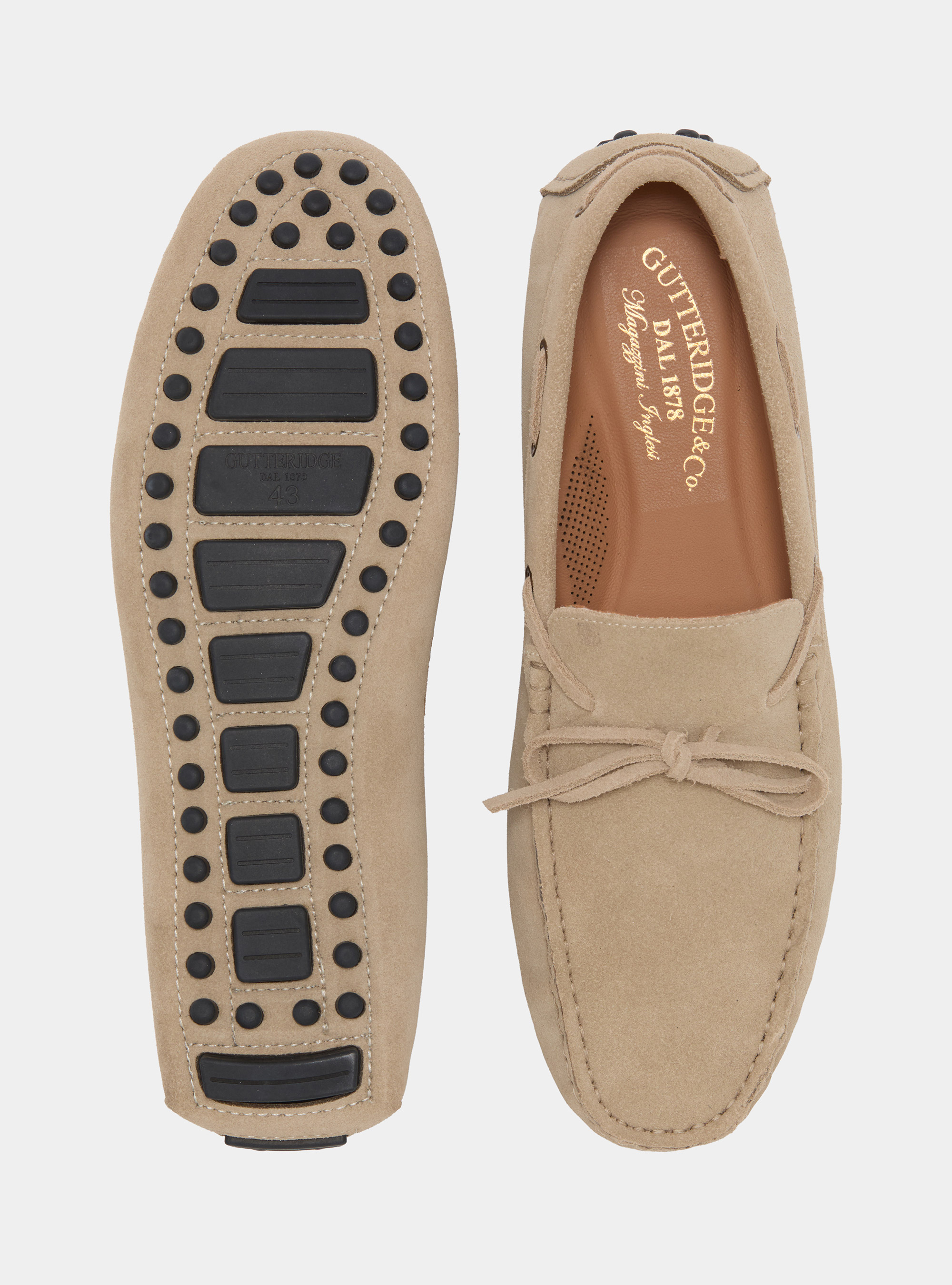 Mocassini in suede da barca, ECRU