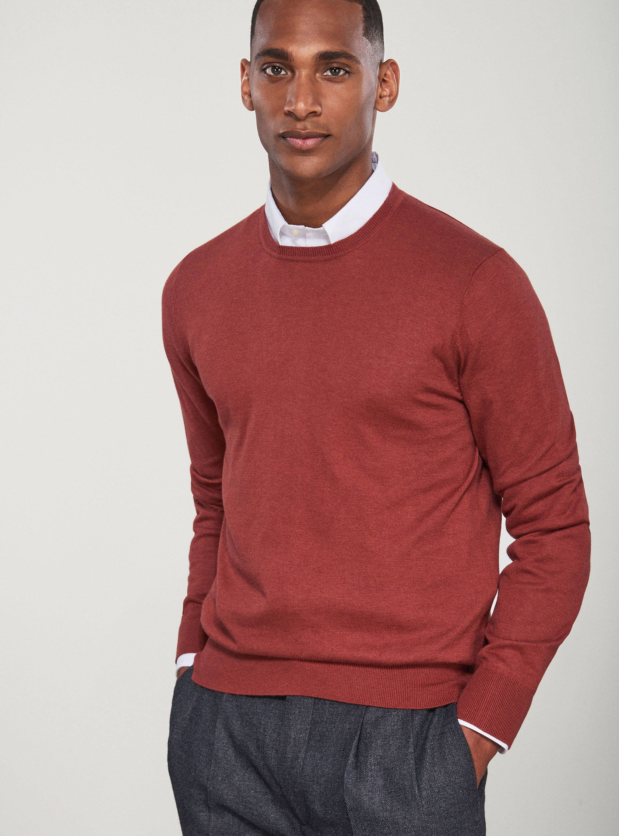 funnel neck cotton sweater