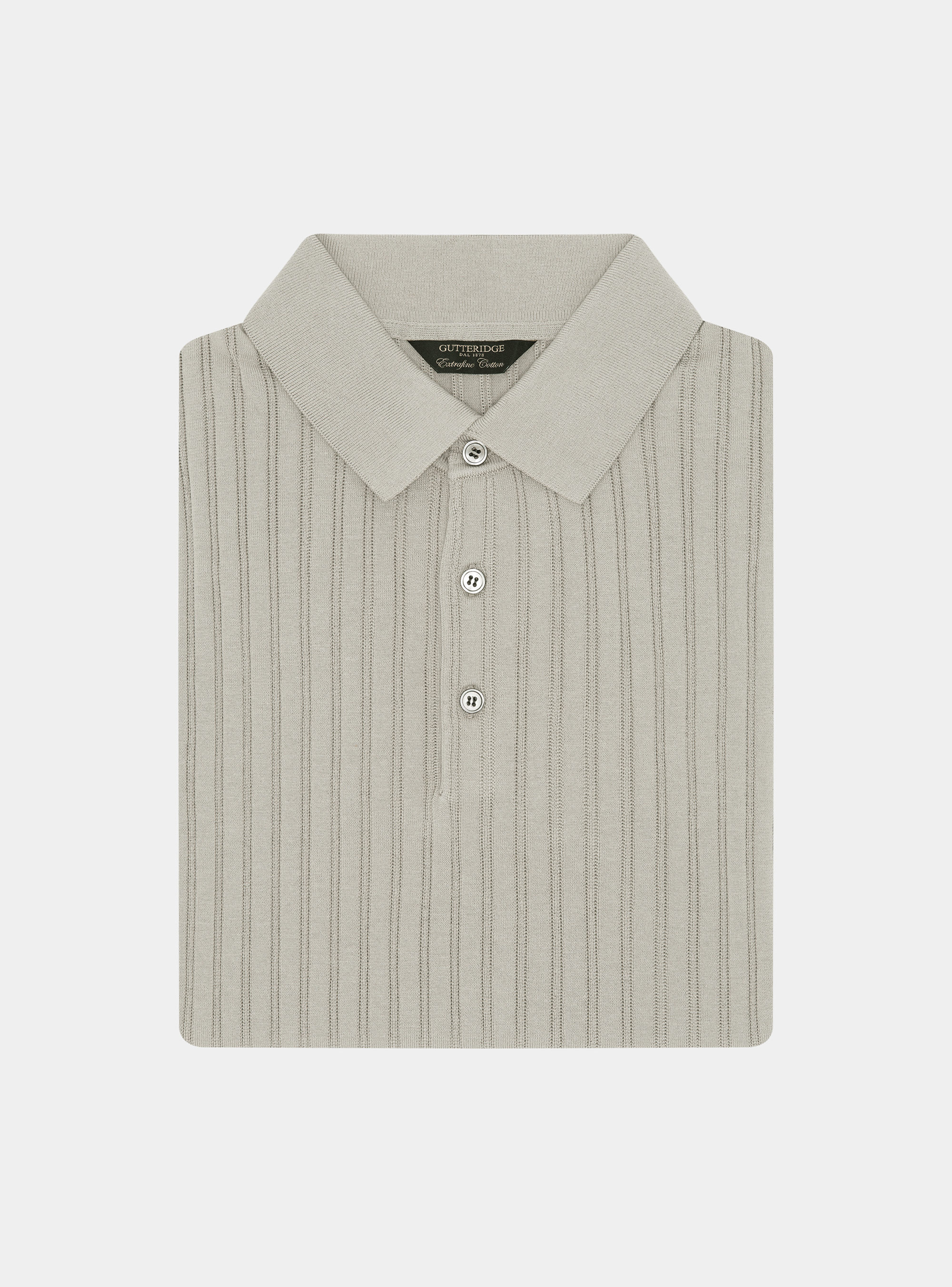 Extra-fine cotton knit polo shirt with openwork ribbing, SAND