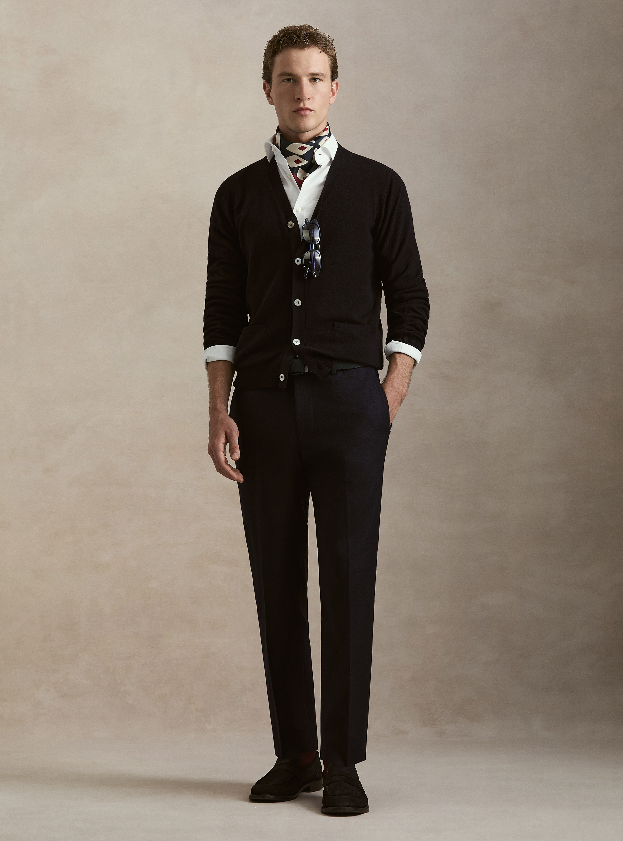 Cardigan in maglia con bottoni lambswool cashmere, BLU NAVY