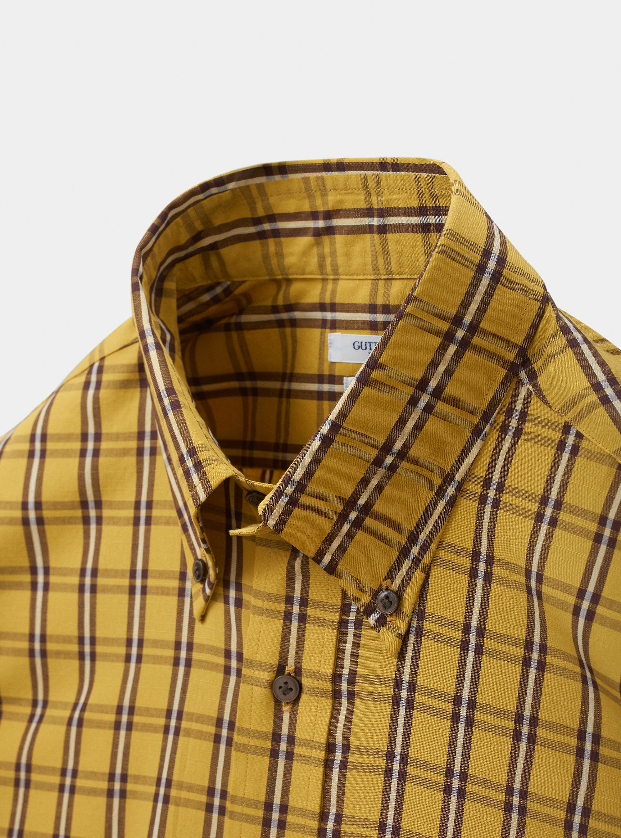 Camicia button down in cotone a quadri con taschino, 0711C OCRA
