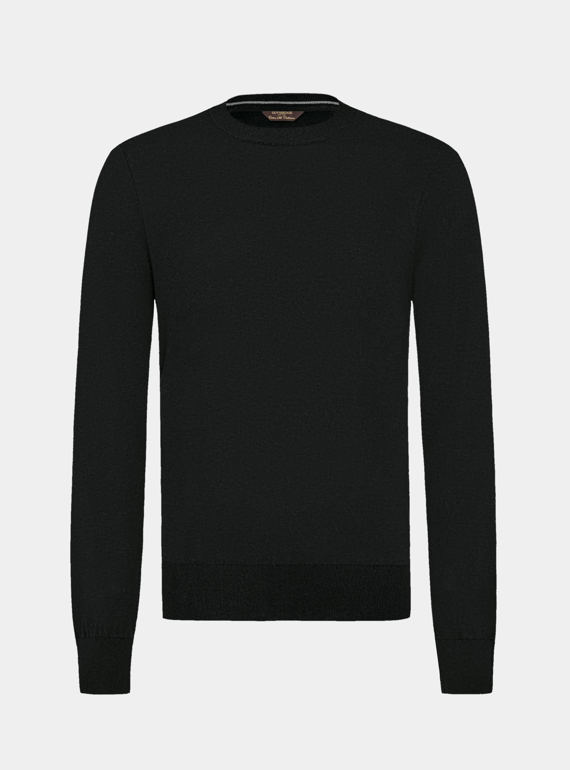 Maglia girocollo in cotone seta e cashmere, NERO