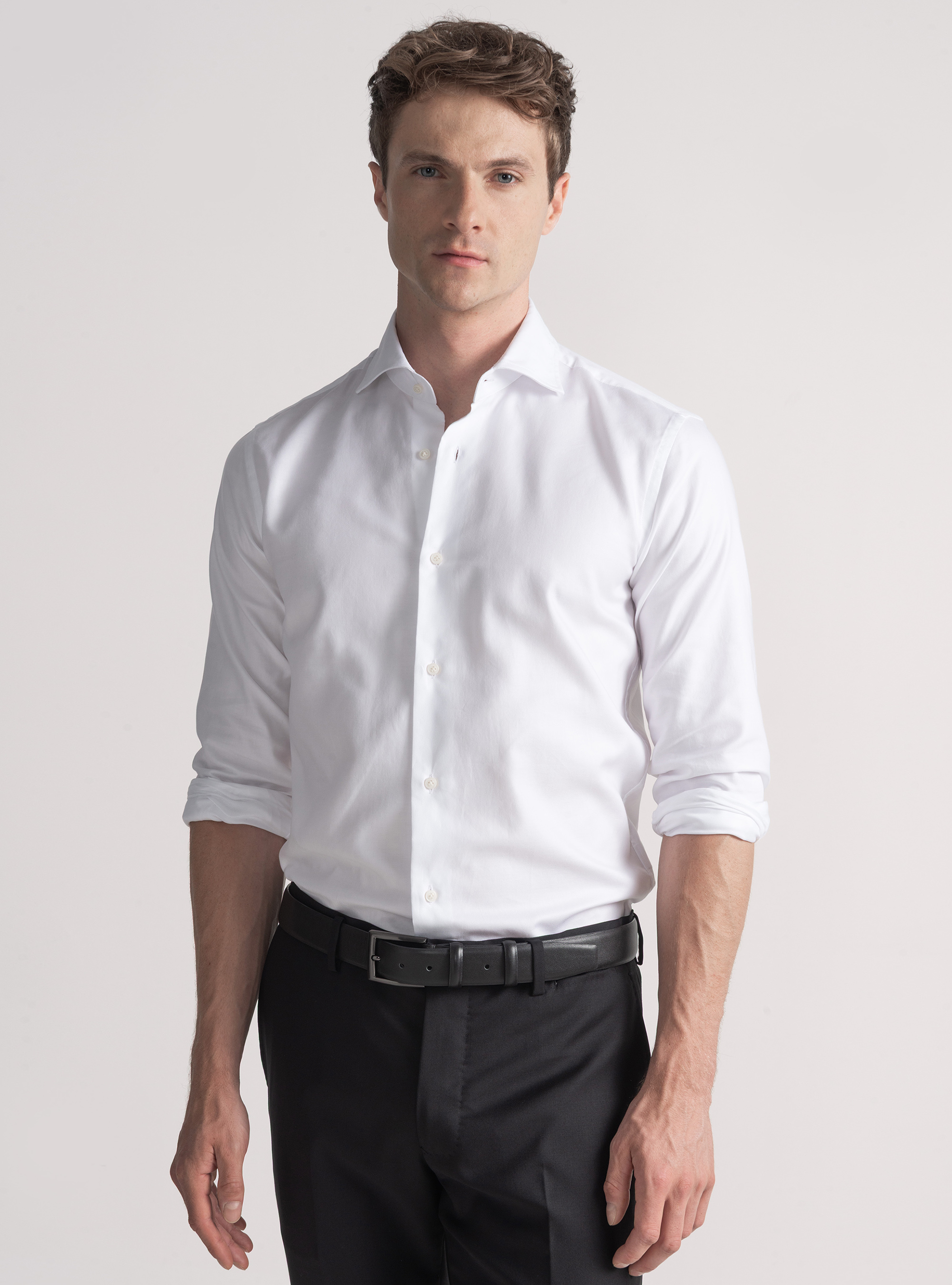Camicia in cotone oxford, BIANCO