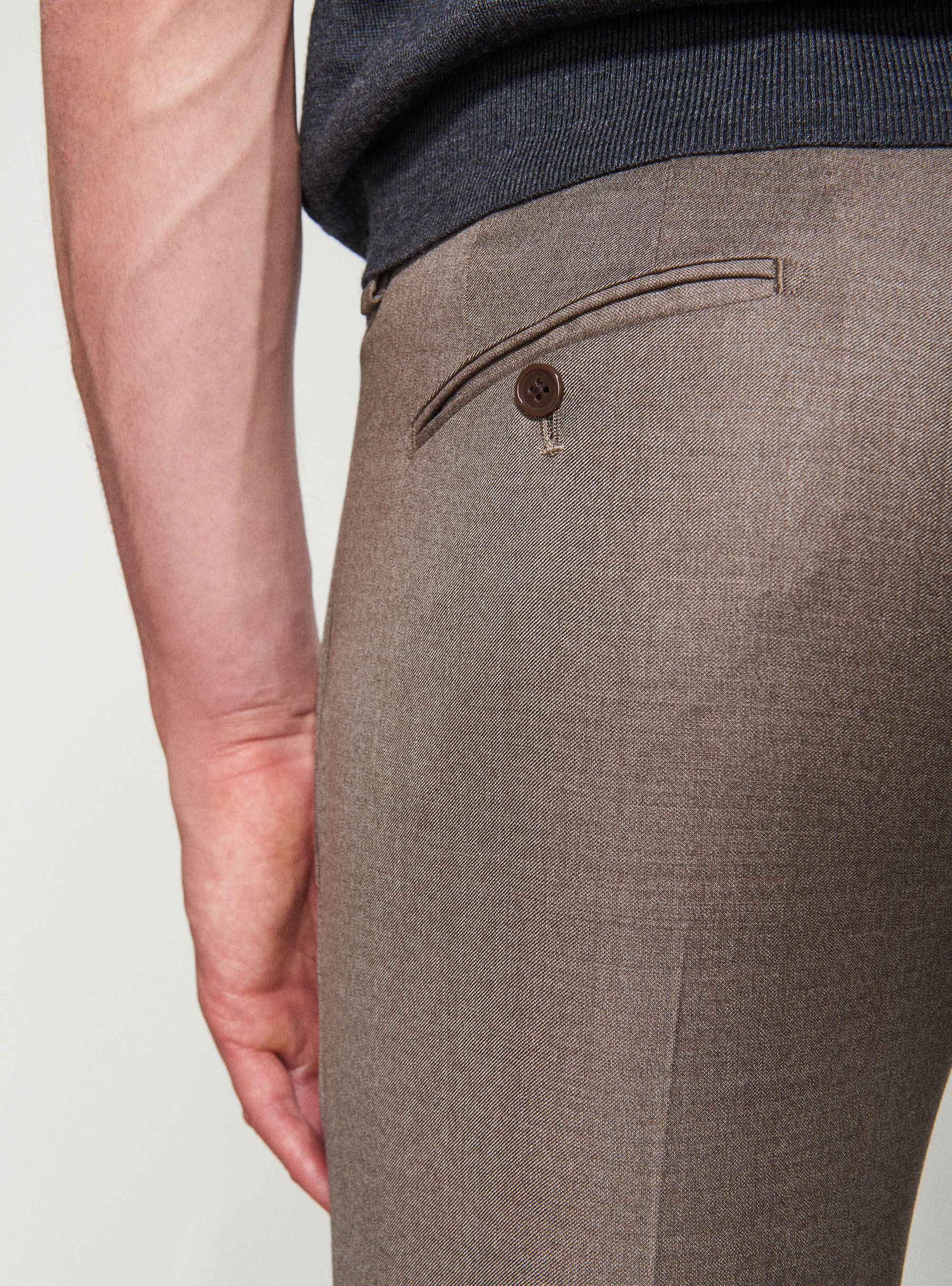 Pantaloni per abito in pura lana S110's, SABBIA