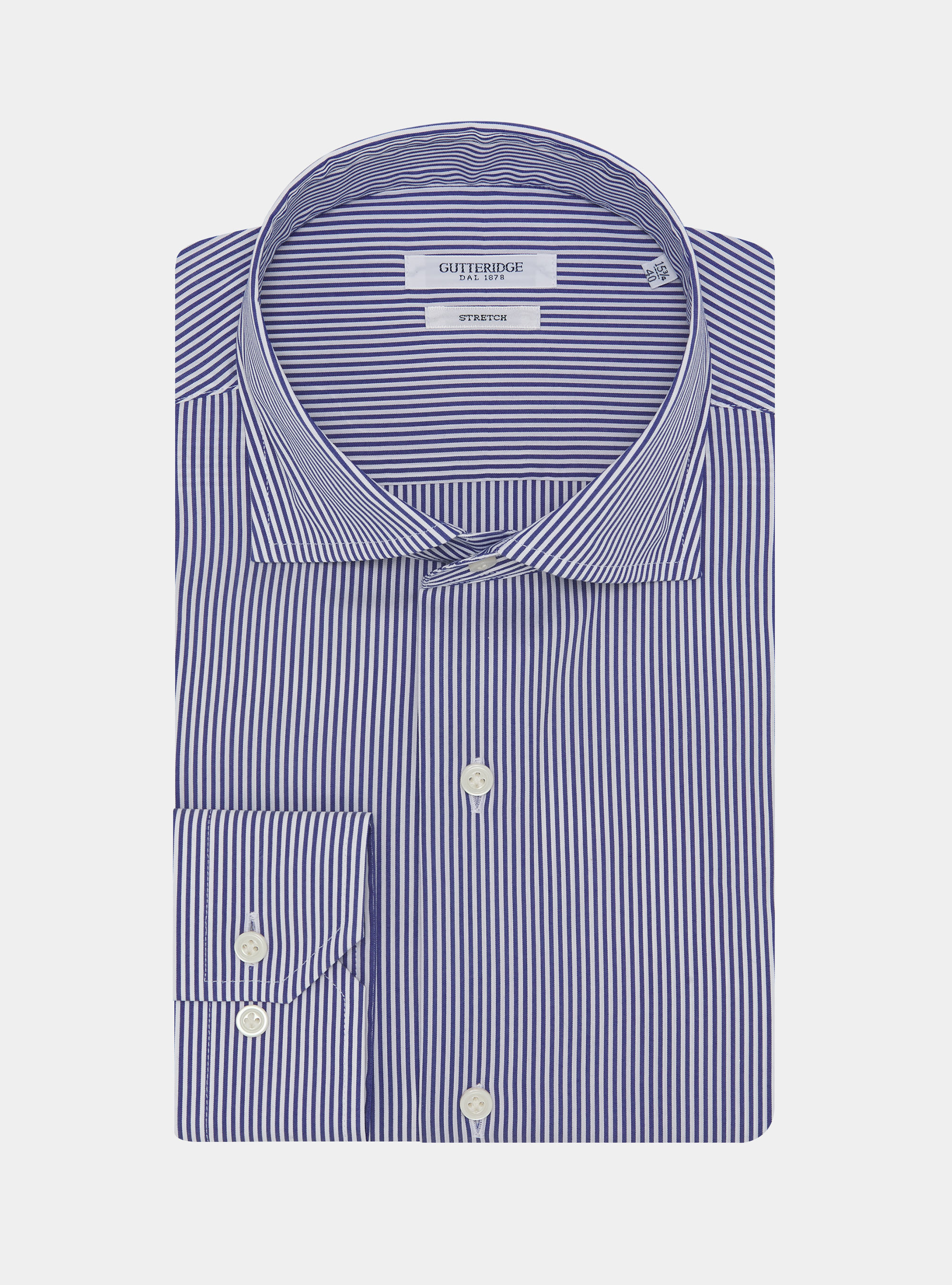 Camicia a righe popeline stretch, BLU