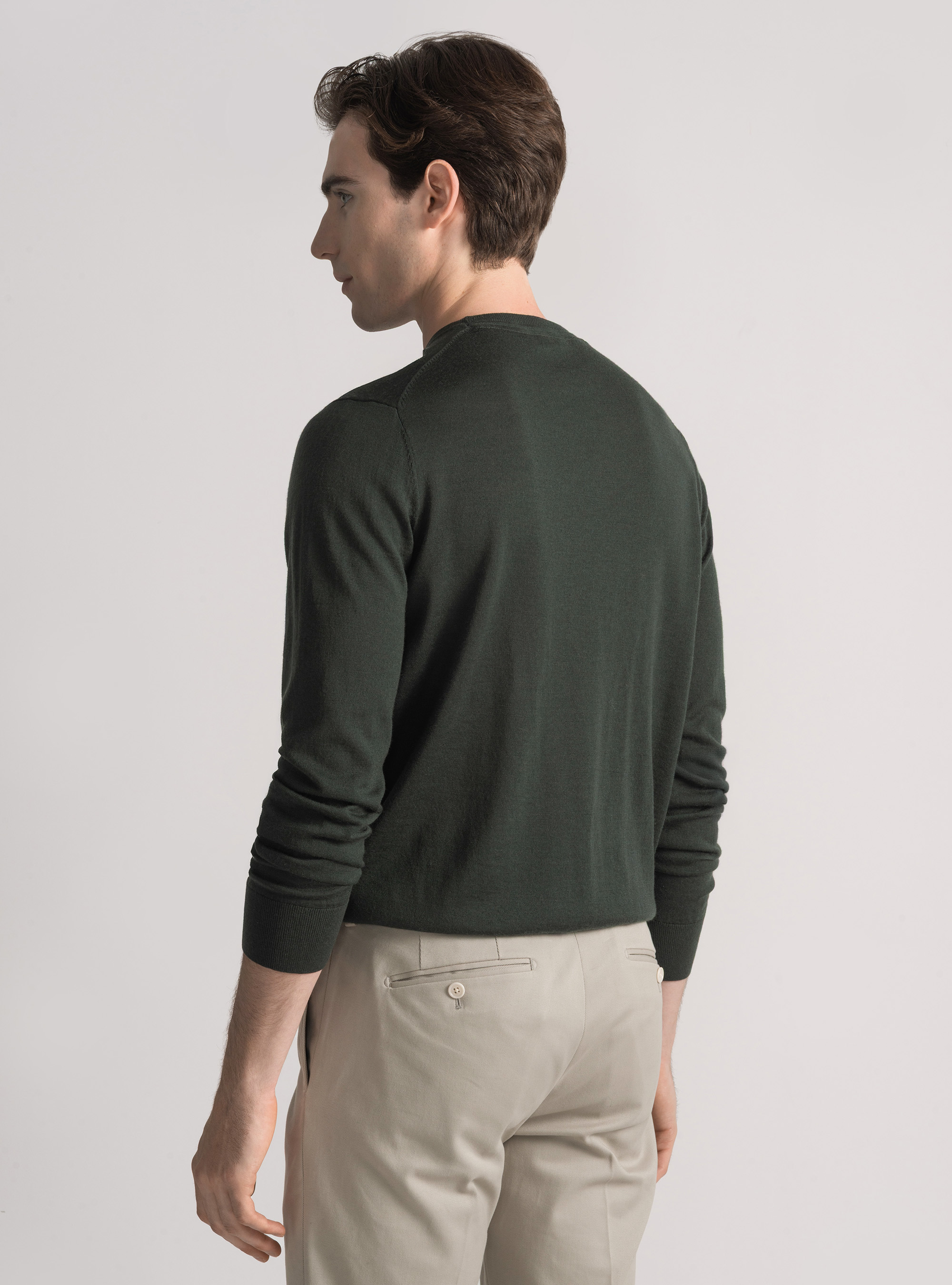 Punto de cuello redondo de pura lana merina extrafina, MILITARE 0609C