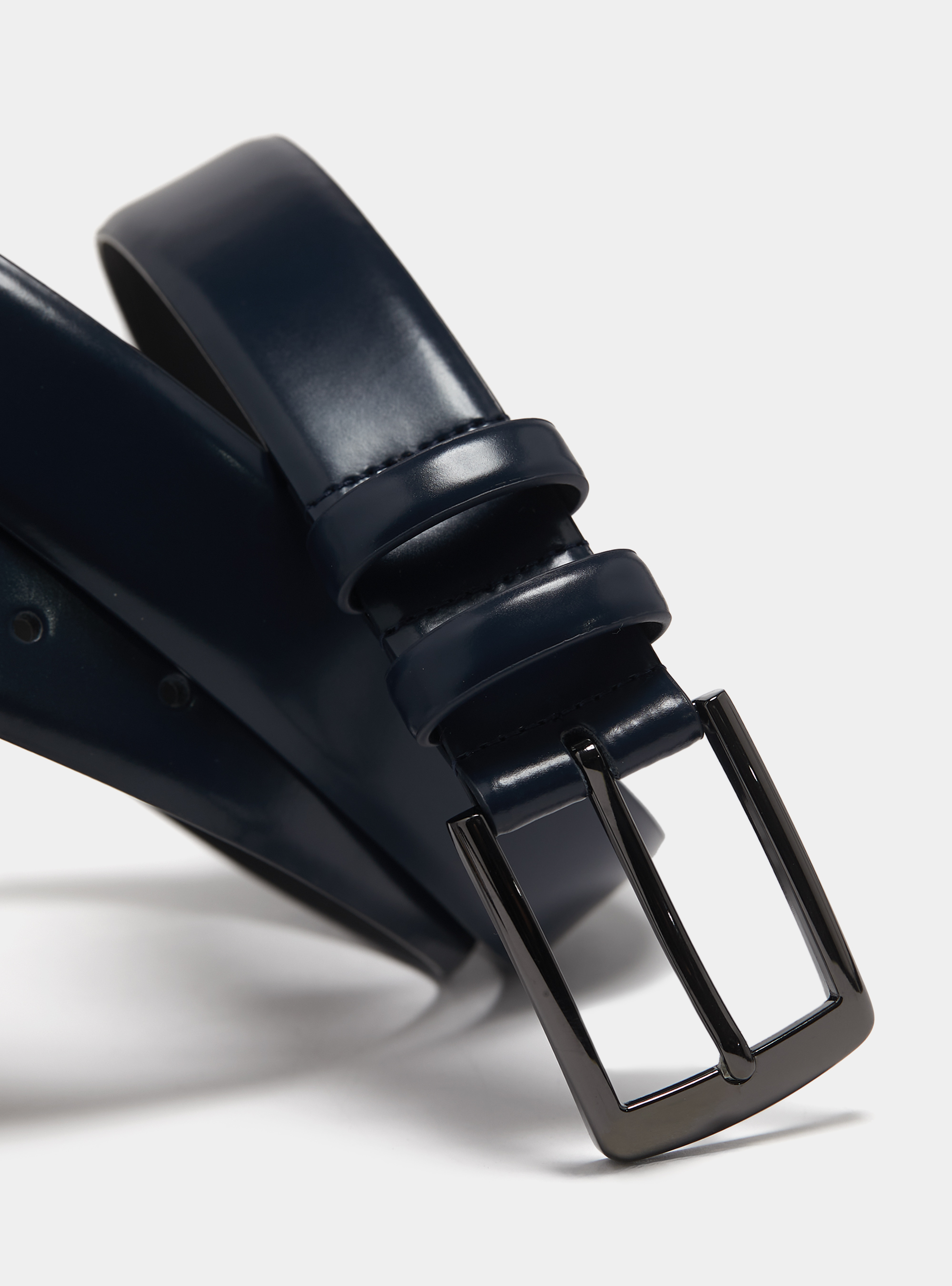 Matt brushed leather belt, NAVY BLUE