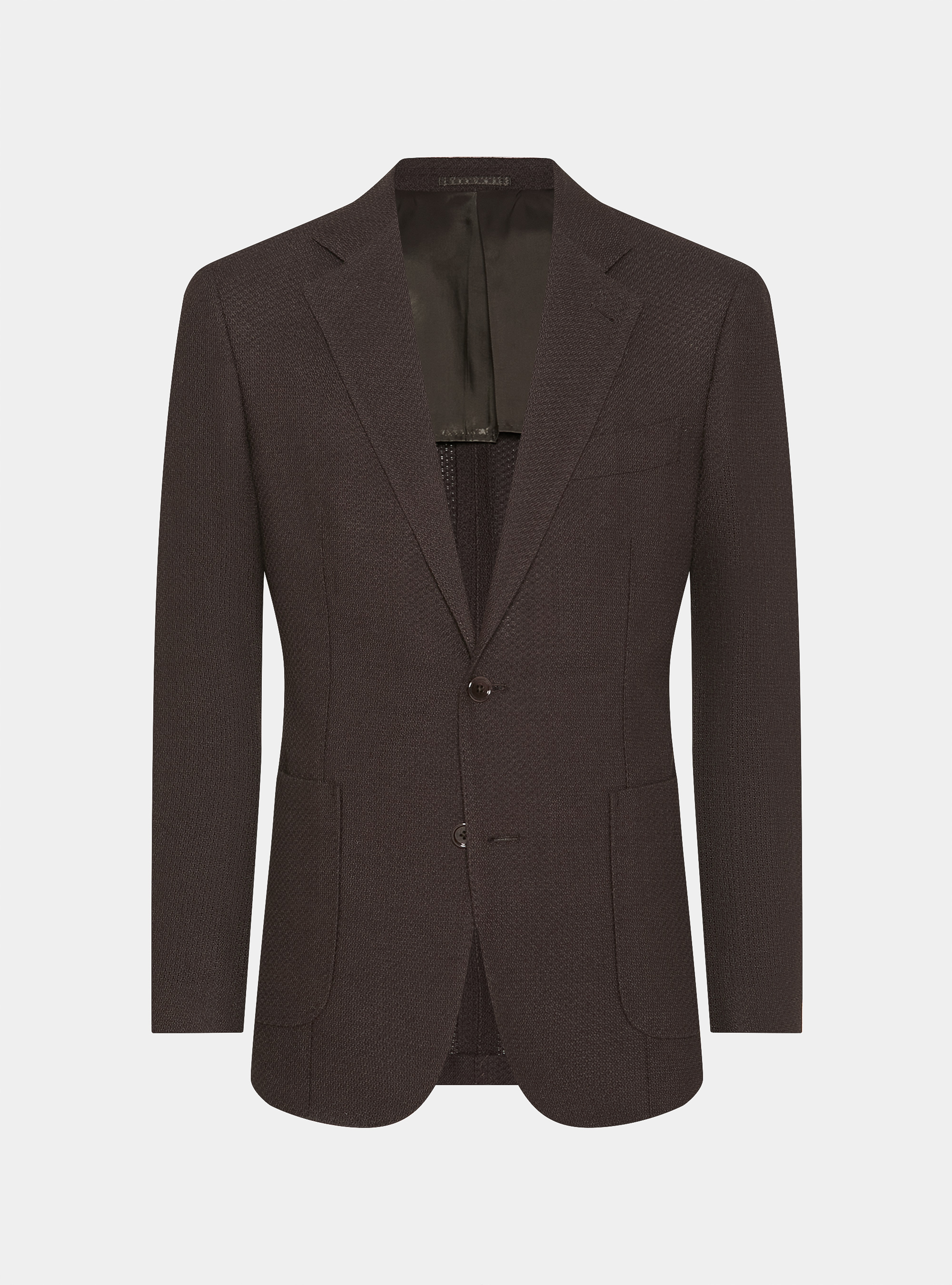 Giacca giro inglese in lana e cotone, MARRONE