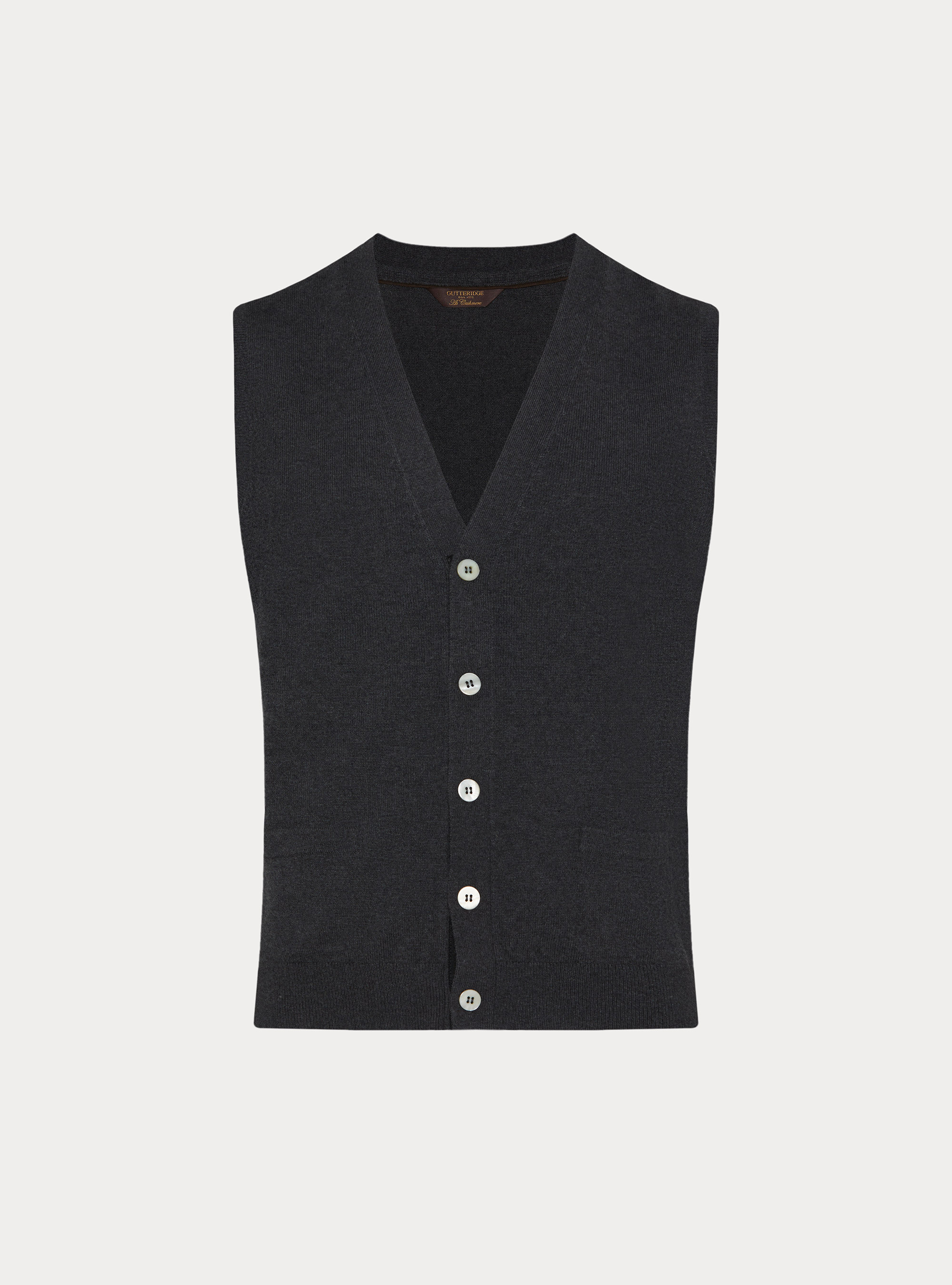 Lambswool and cashmere knit vest, ASPHALT GREY