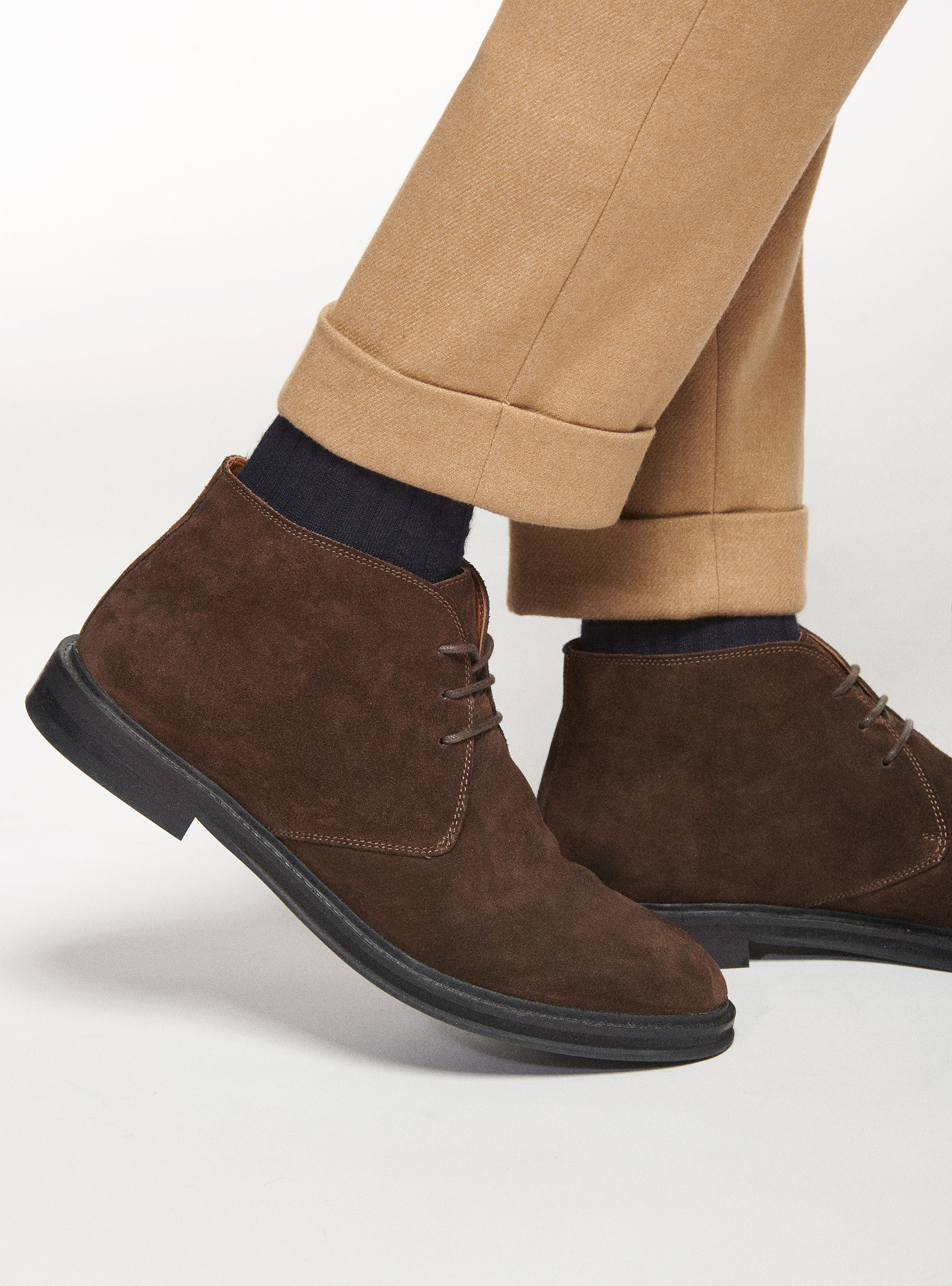 Suede leather ankle boots, BROWN