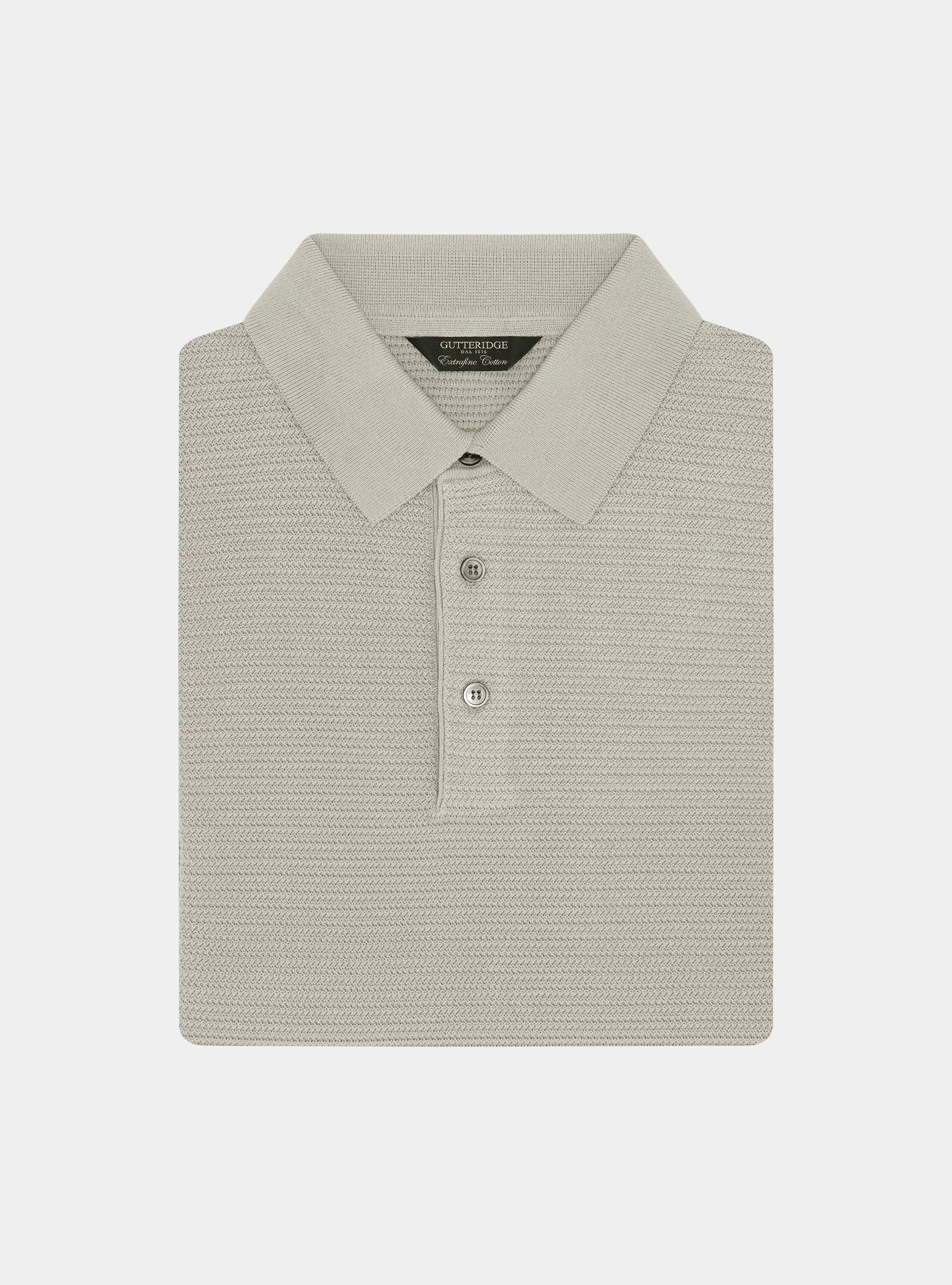 Textured cotton knit polo shirt, SAND