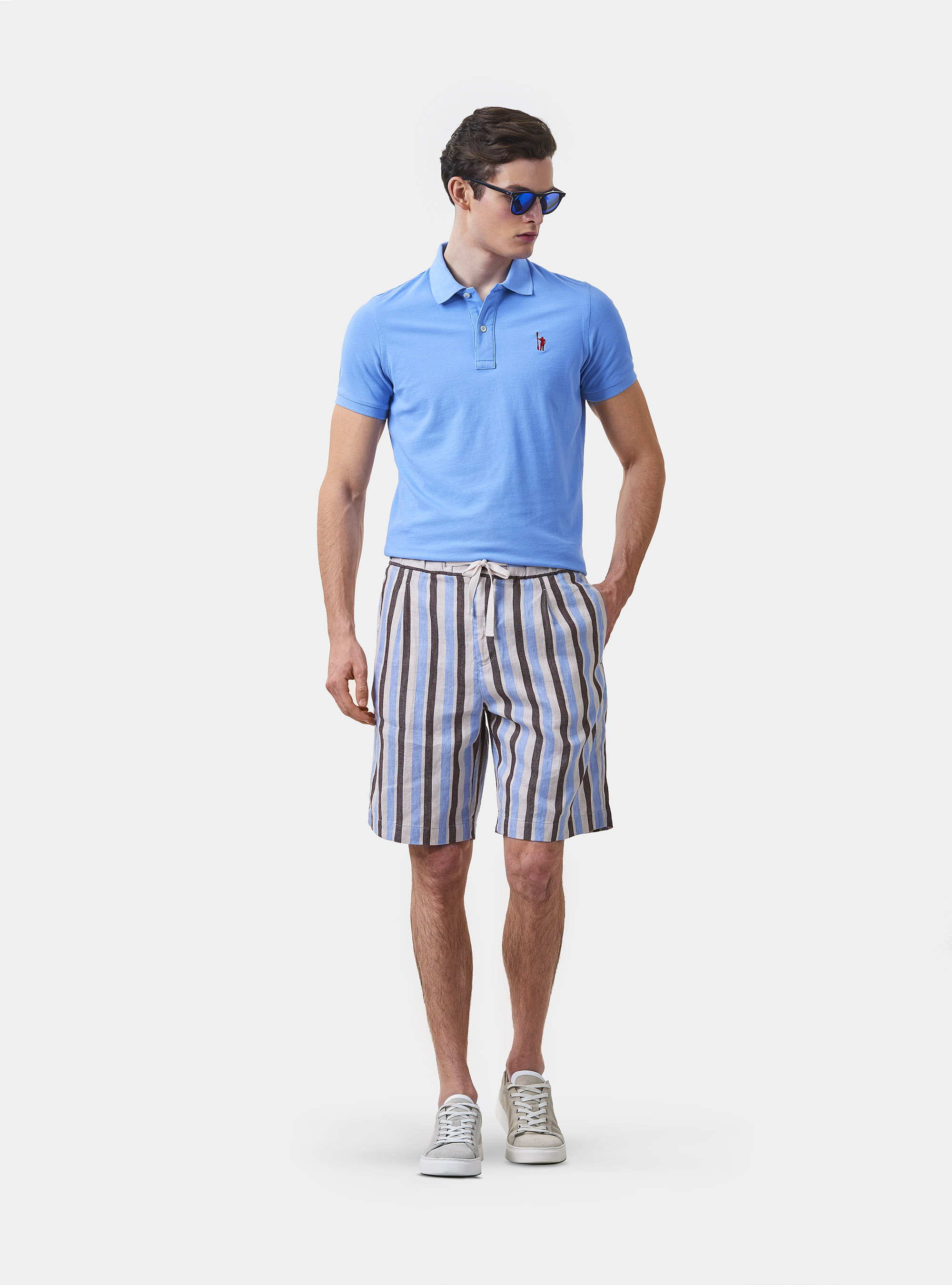 Striped linen and cotton bermuda shorts, HEAVENLY