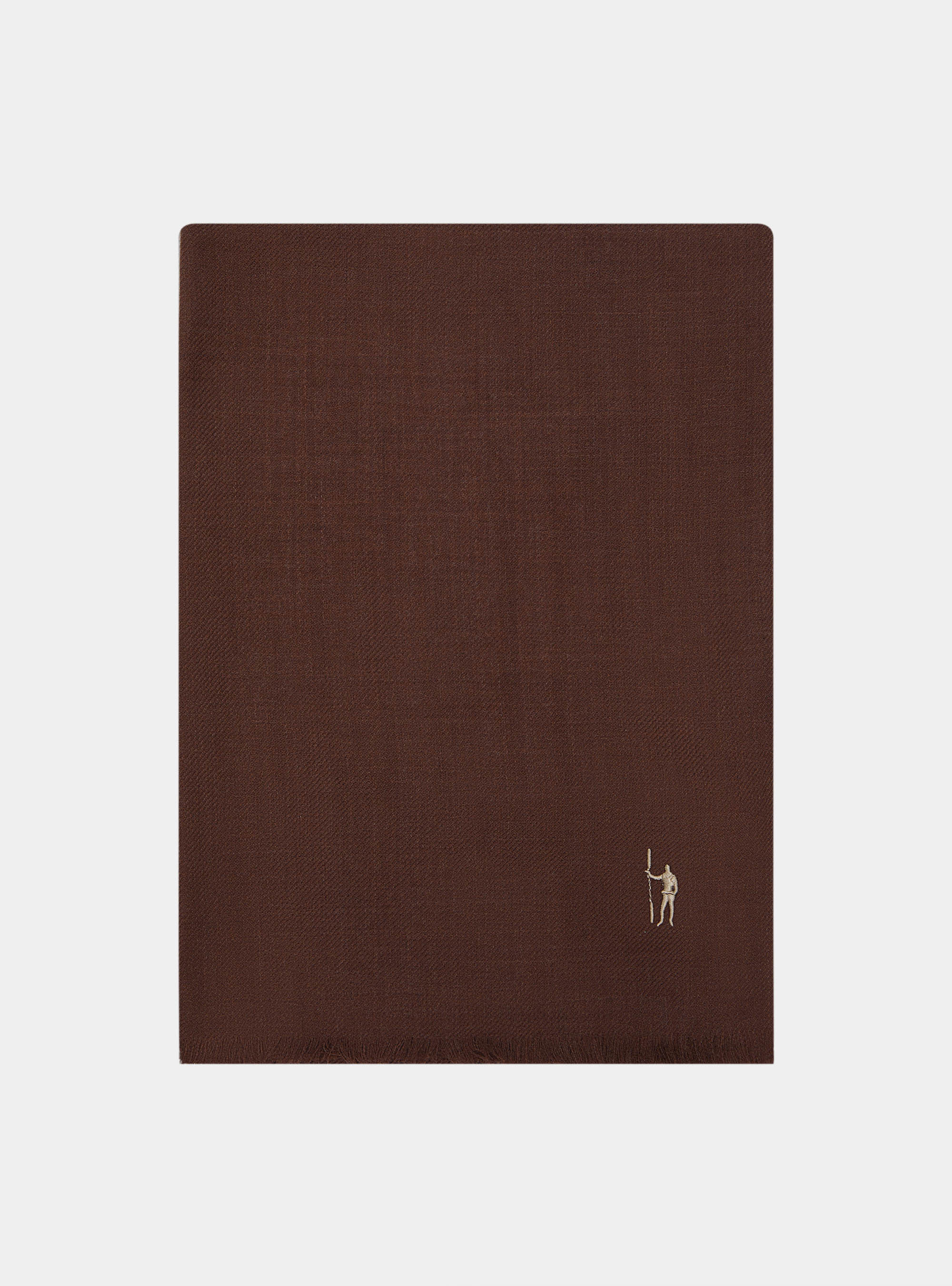 Sciarpa in lana con ricamo, MARRONE