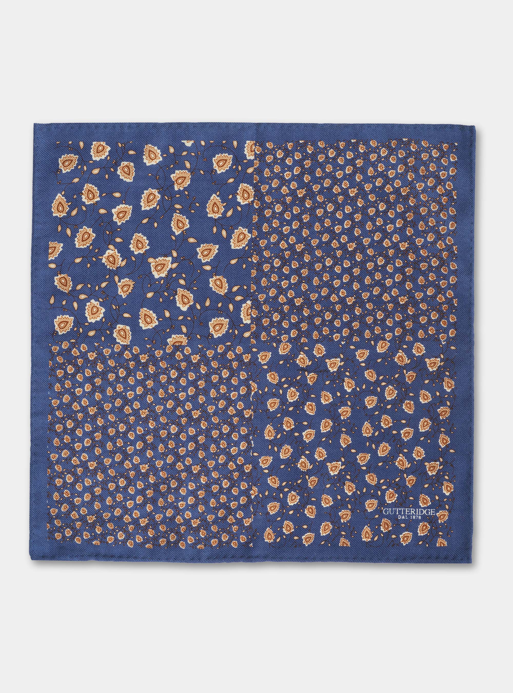 Pochette in lana stampa a fiori, BLU