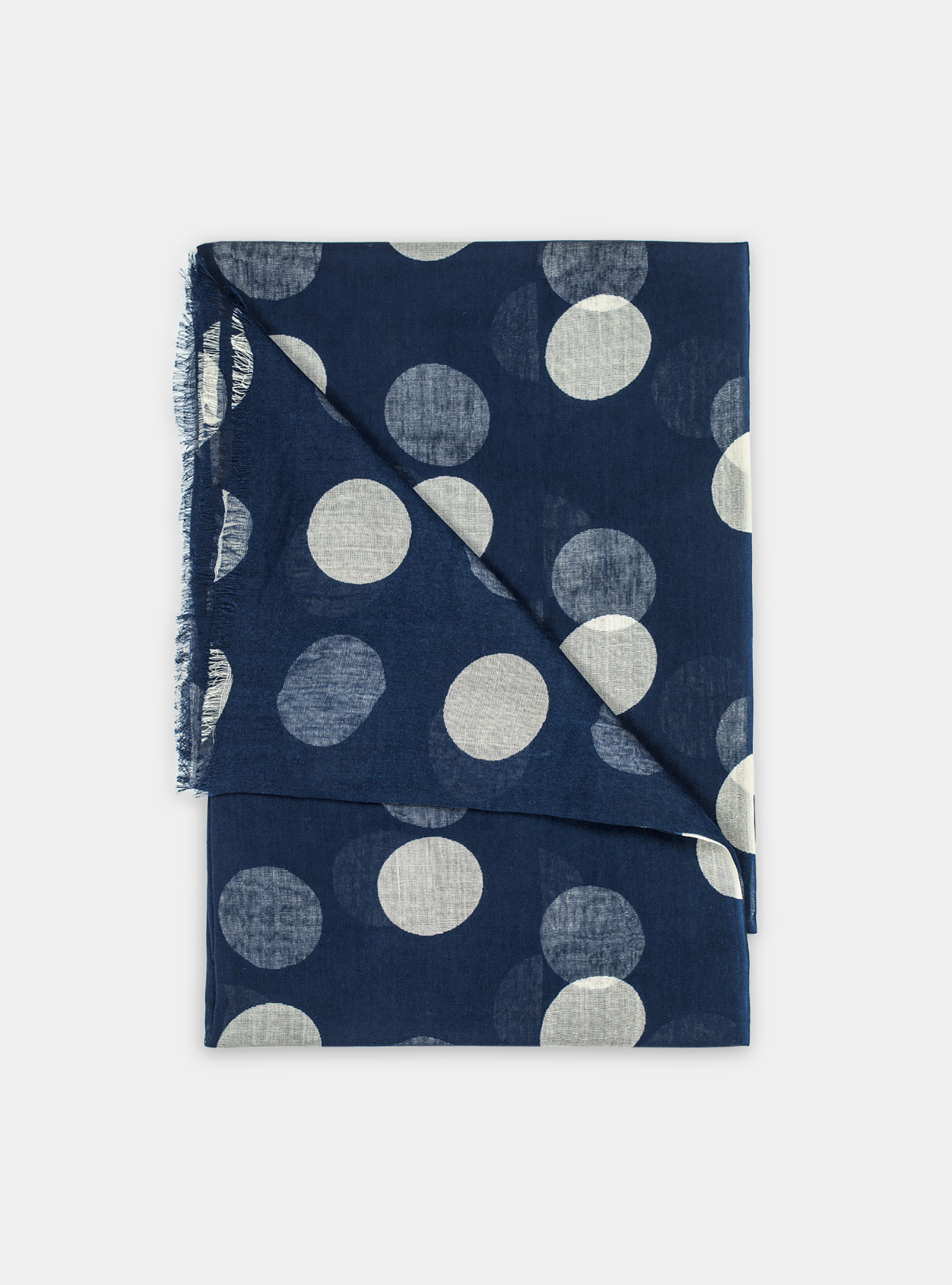 Cotton scarf with large polka dots, BLUE