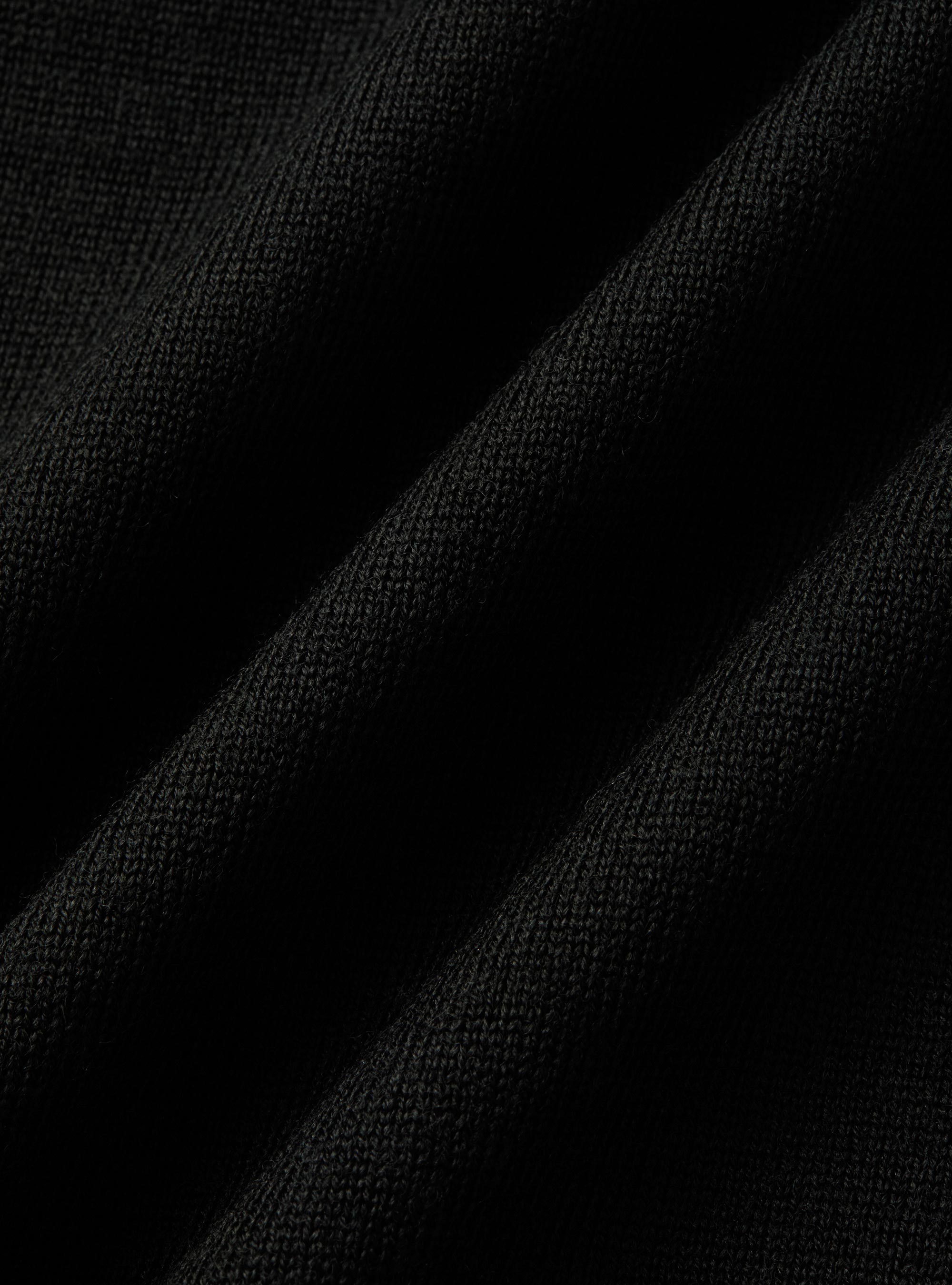 Extrafine merino wool knit polo shirt, BLACK