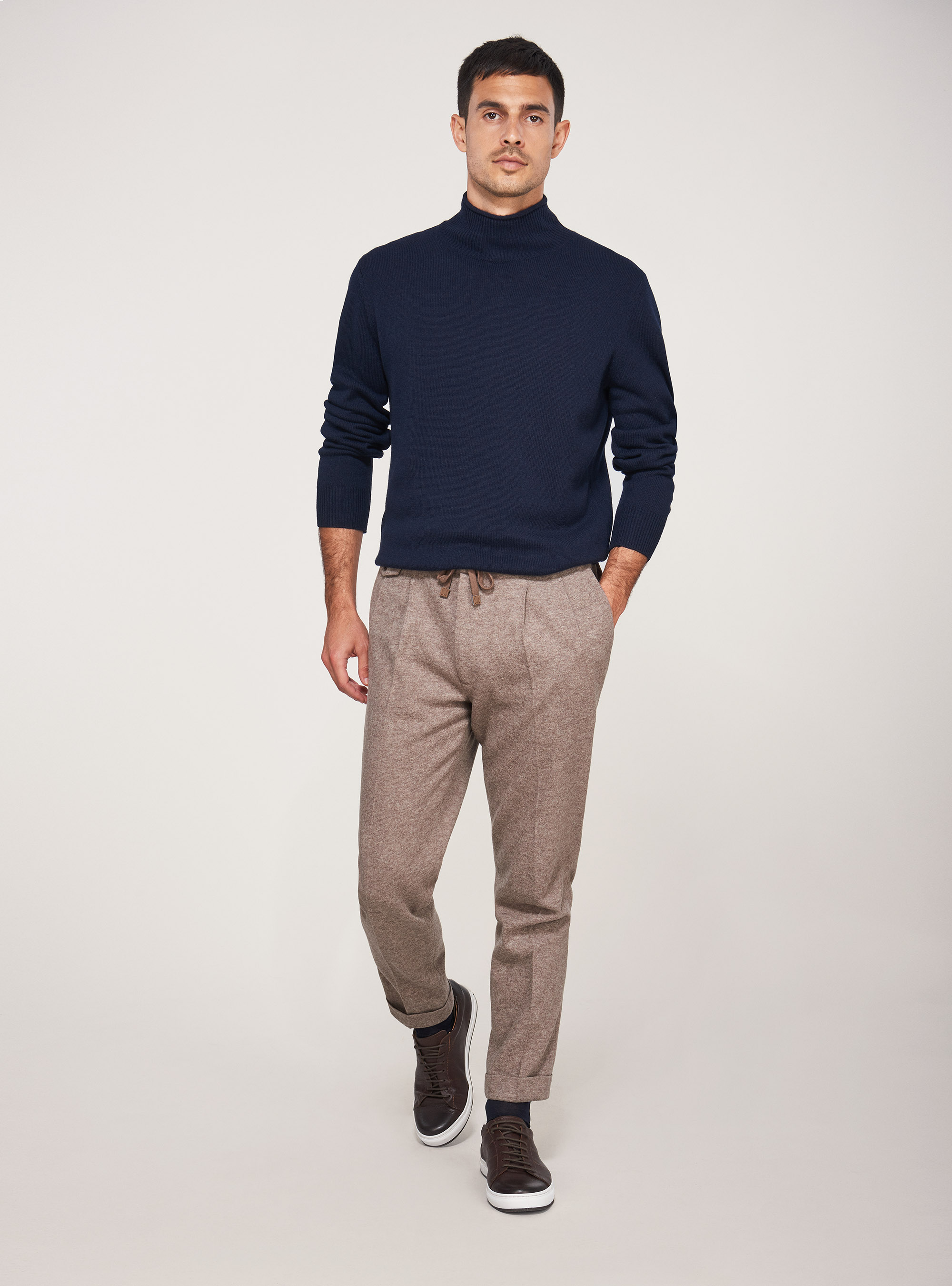 Maglia mezzo collo in lana cashmere, BLU NAVY