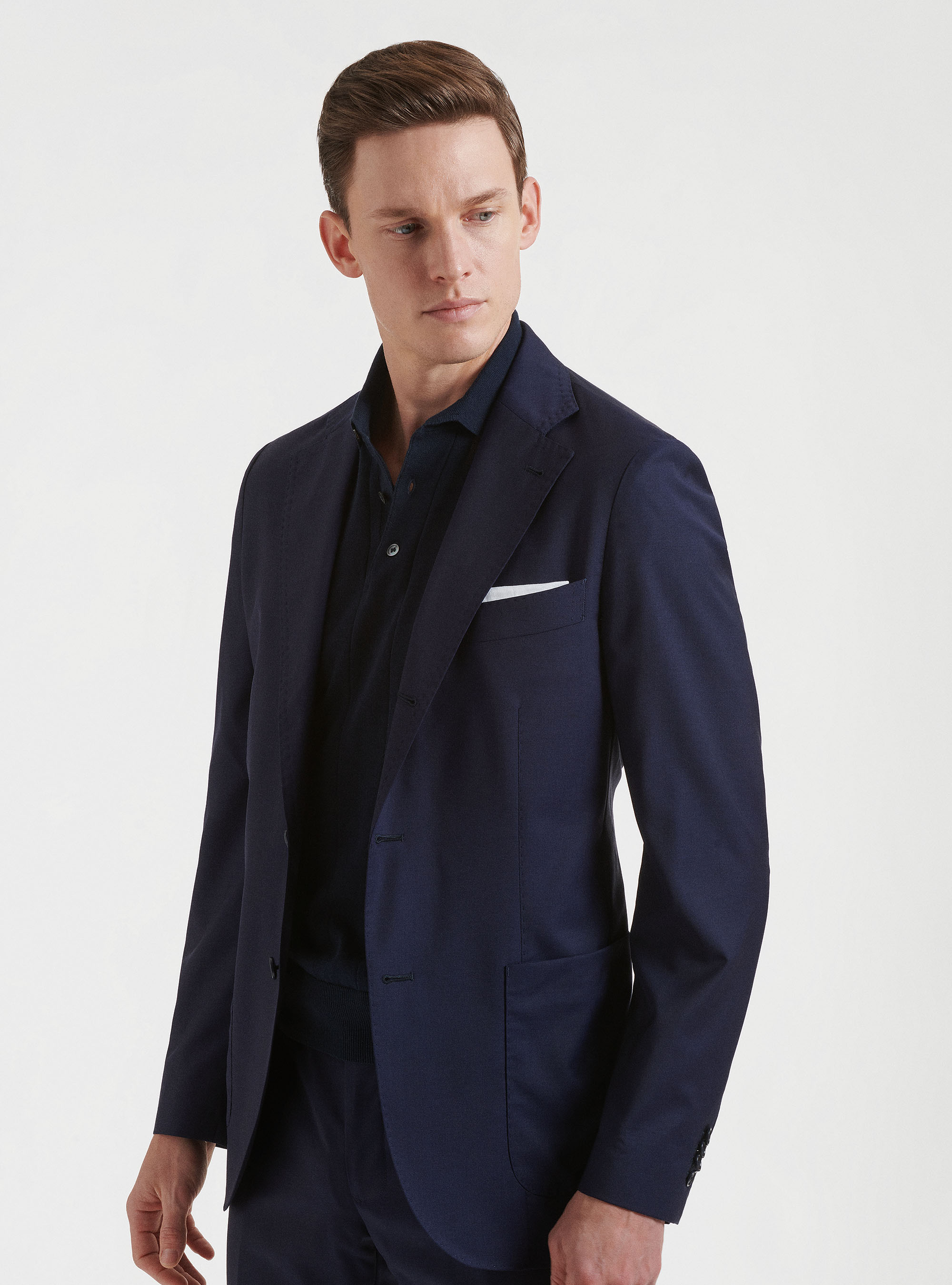 Veste de costume en pure laine superfine 130's Reda, BLEU MARINE