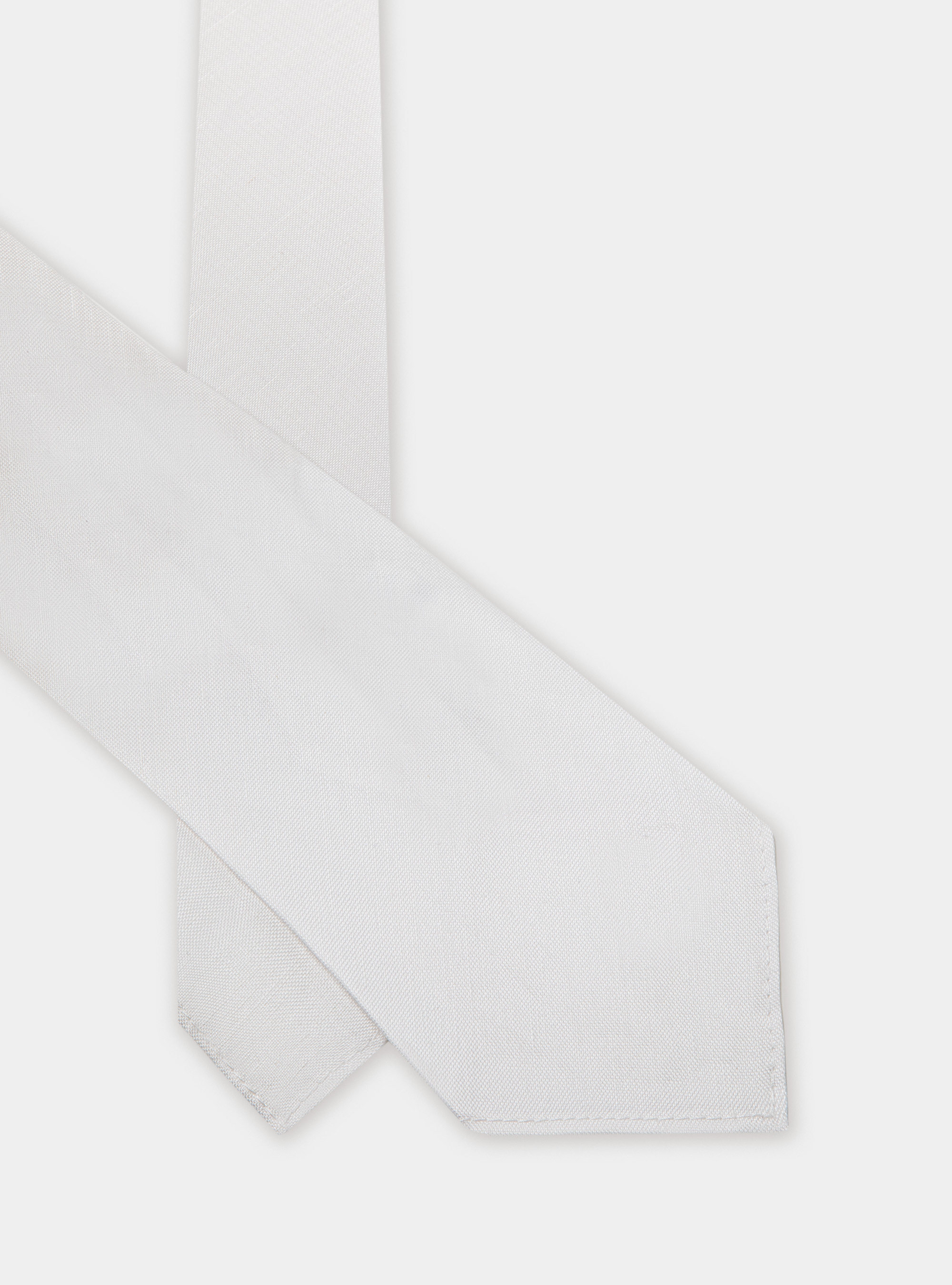 Silk and linen tie, WHITE