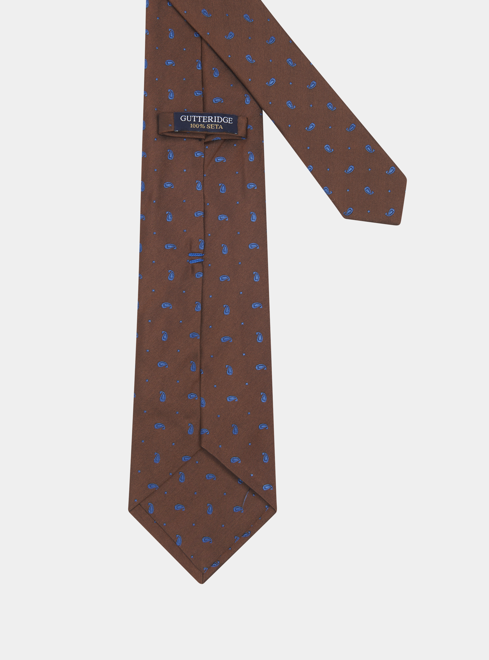 Cravatta paisley in seta, MARRONE