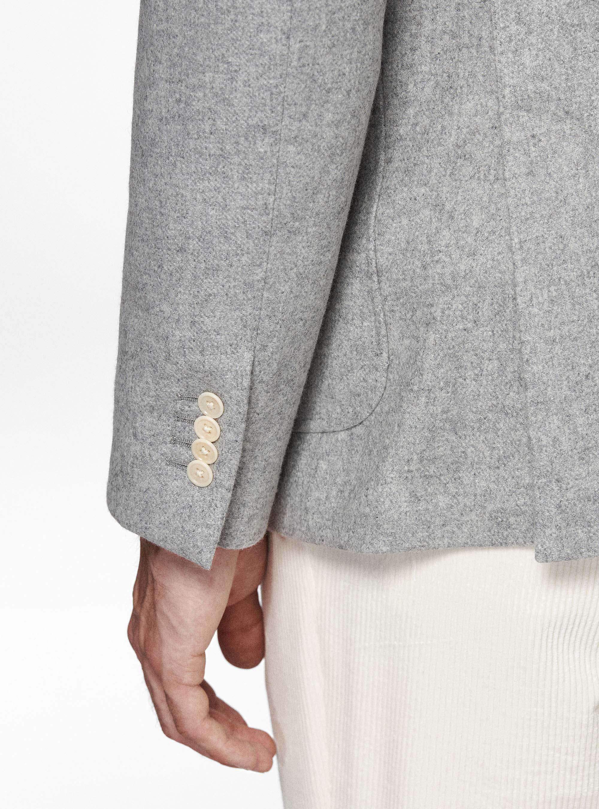 Giacca doppiopetto in flanella Duemilagori, GRIGIO CHIARO MELANGE