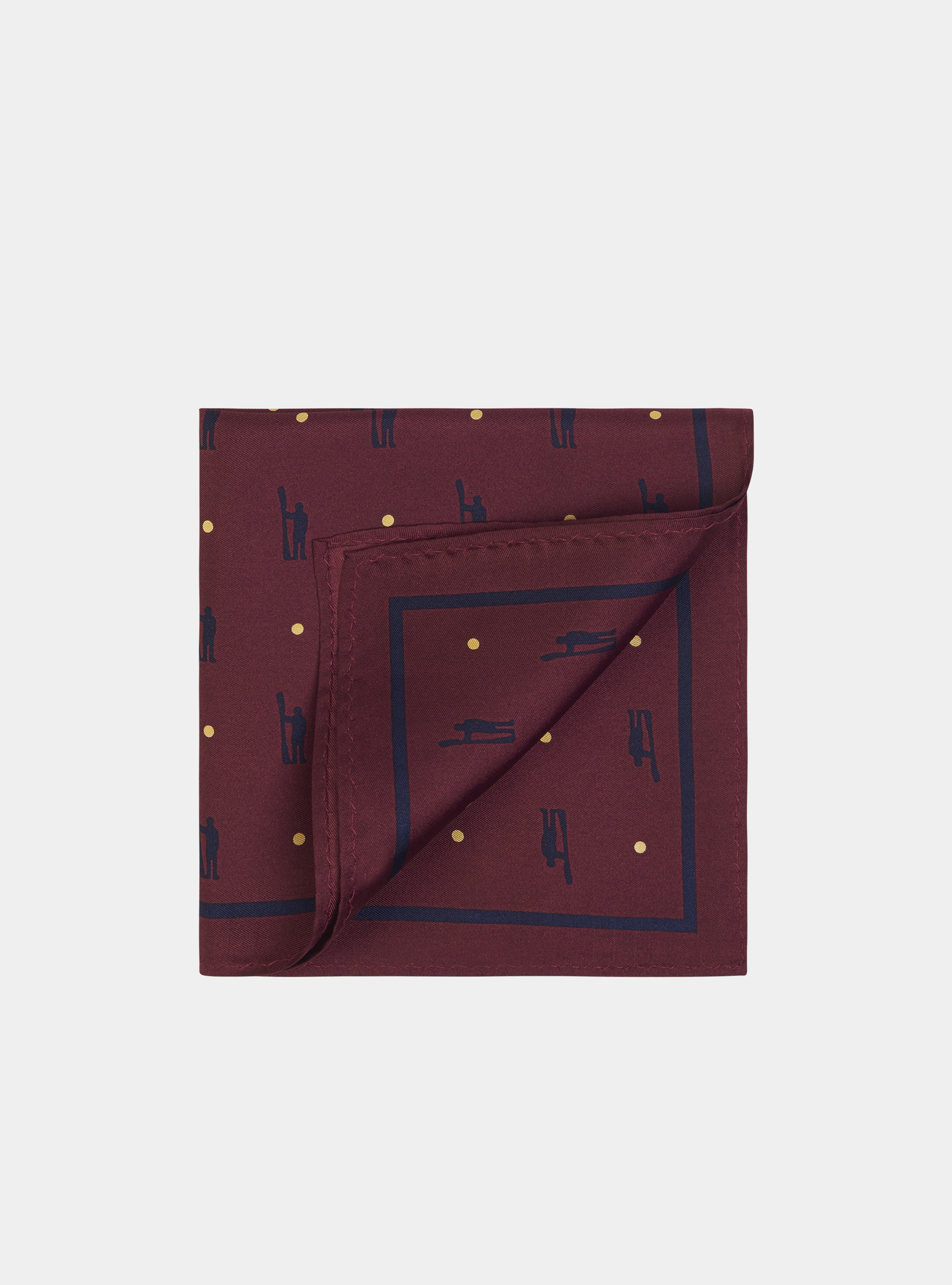 Pochette seta fantasia stmapata logo, BORDEAUX