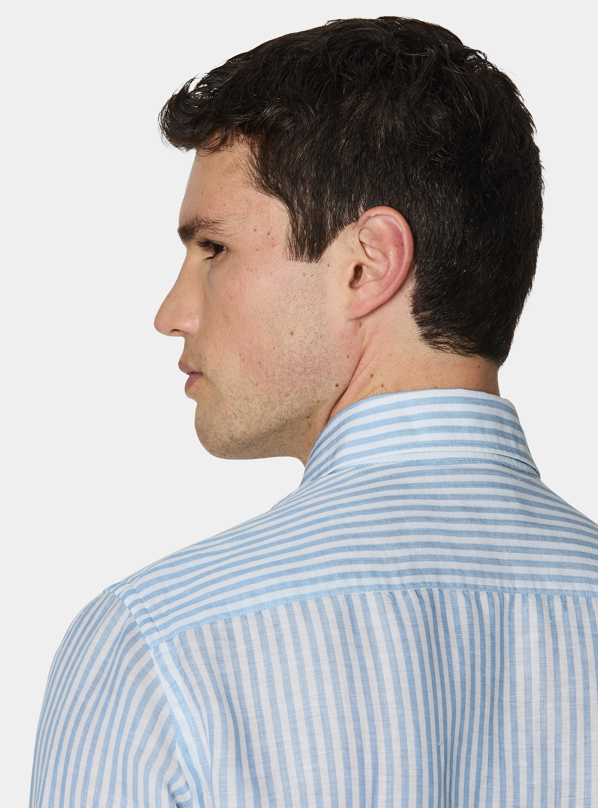 Linen blend striped shirt, LIGHT BLUE