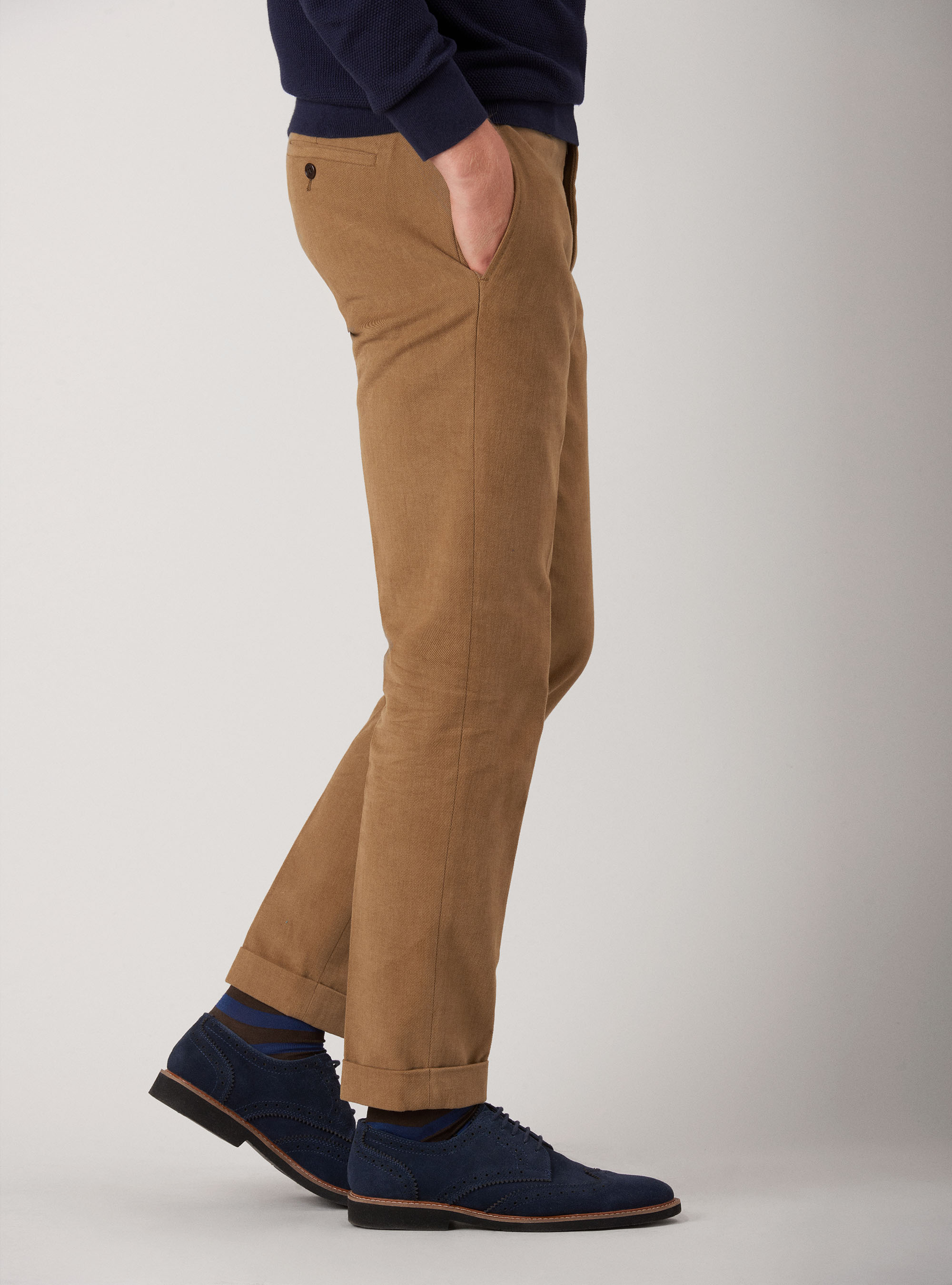 Chino pants in frosted cotton twill, BEIGE 0578C