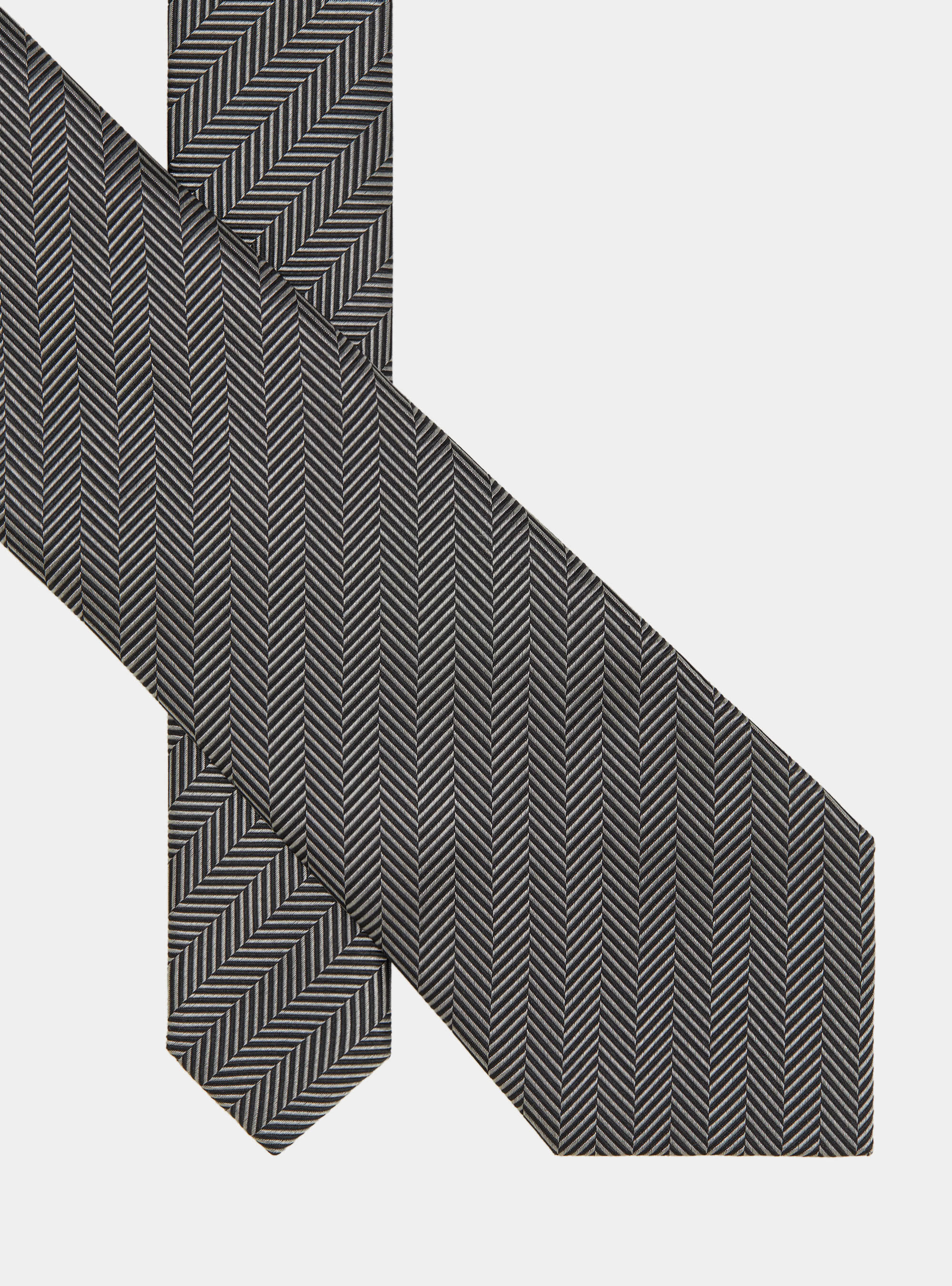 Solid-colour herringbone silk tie, GREY