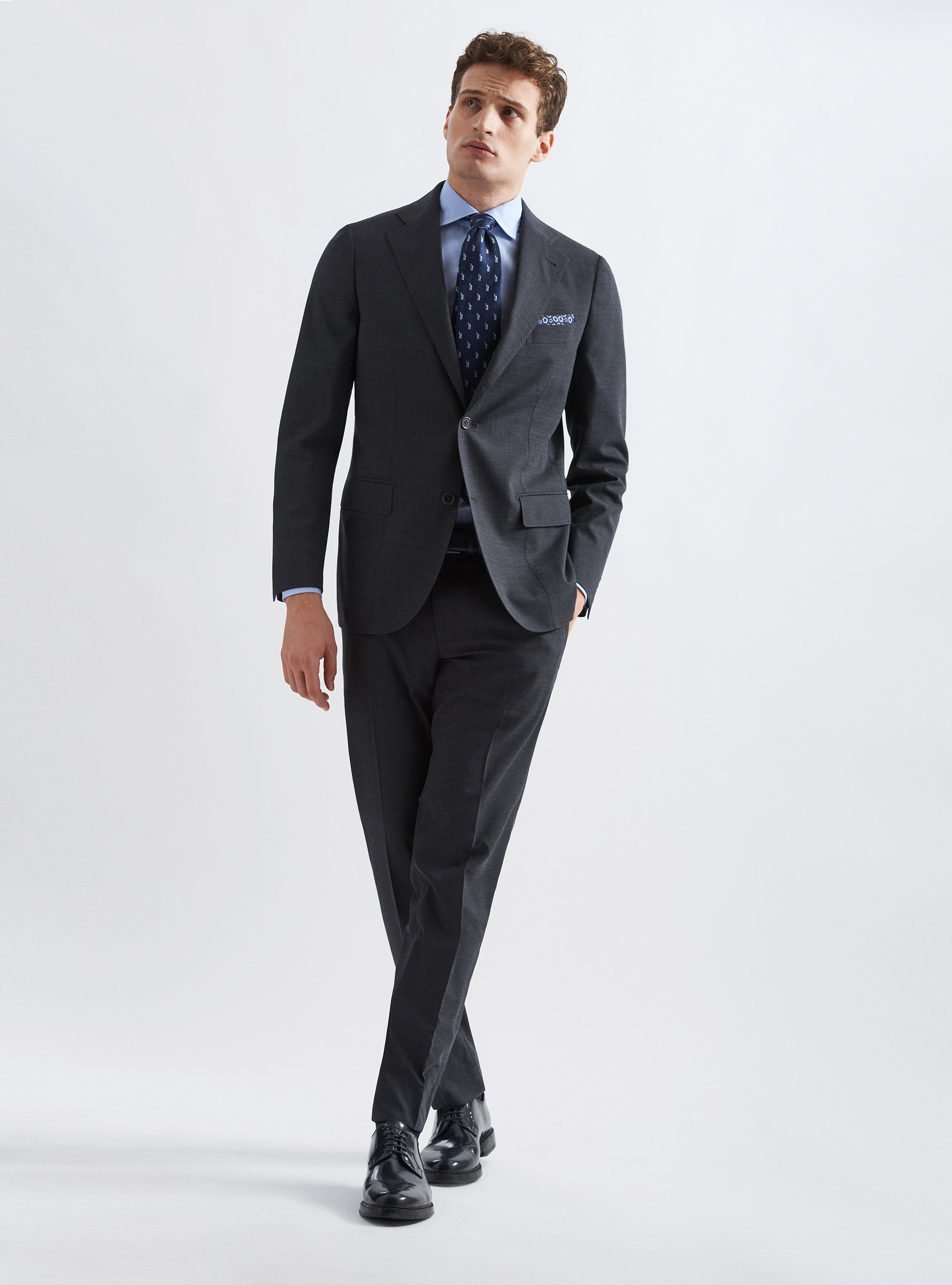 Giacca per abito in fresco lana, ASFALTO 0112C