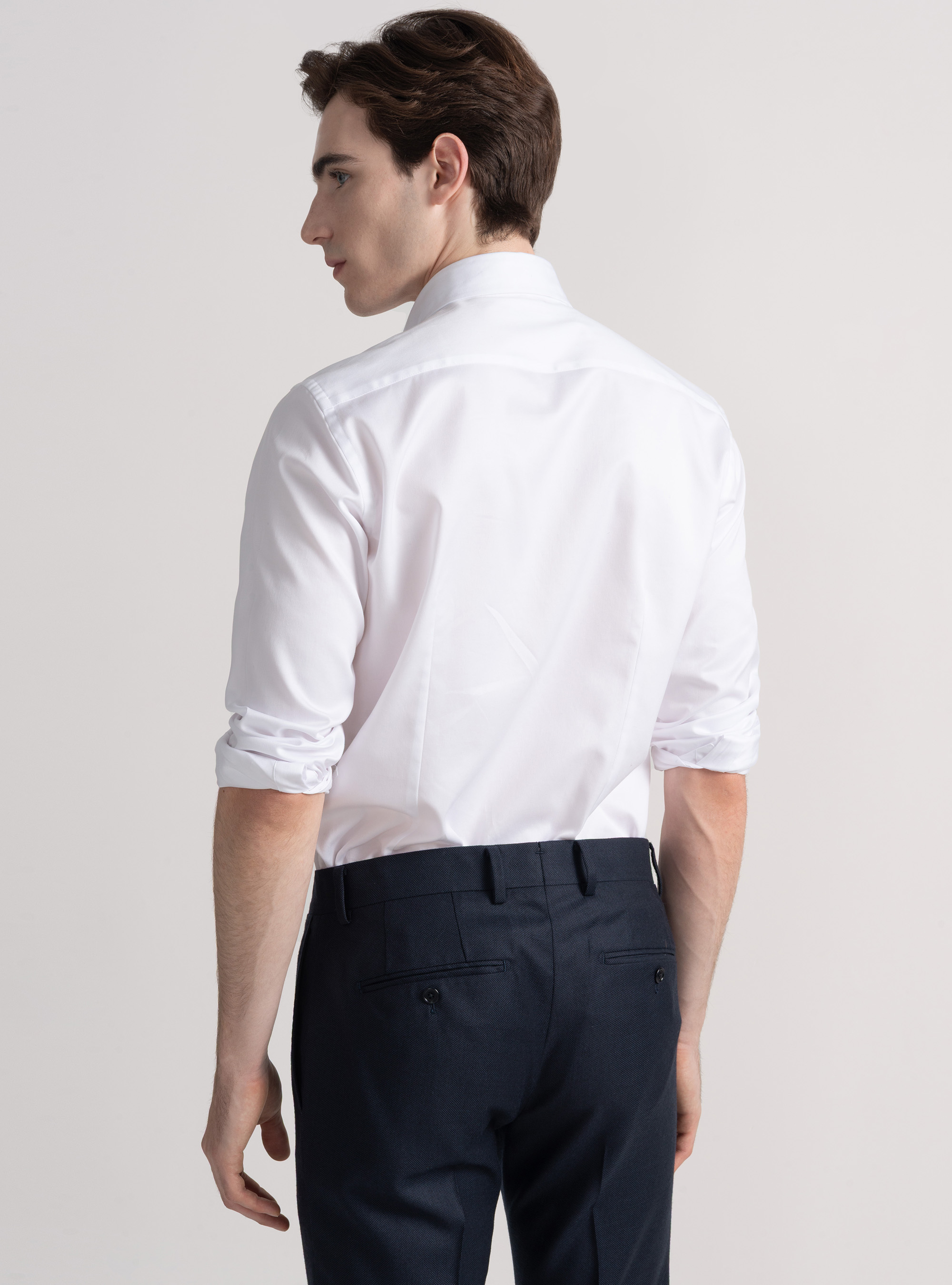 Camicia in twill di cotone, BIANCO