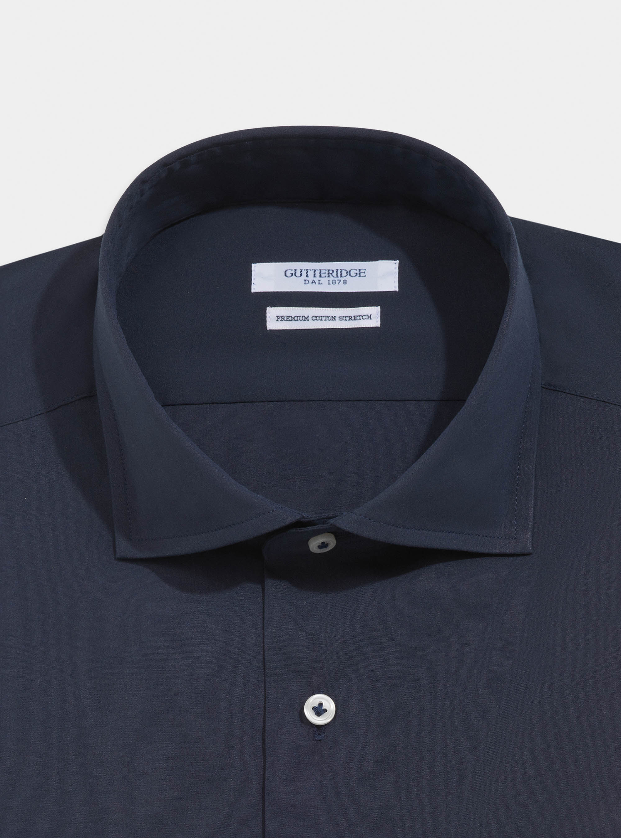 Camicia super slim in popeline di cotone stretch, BLU NAVY