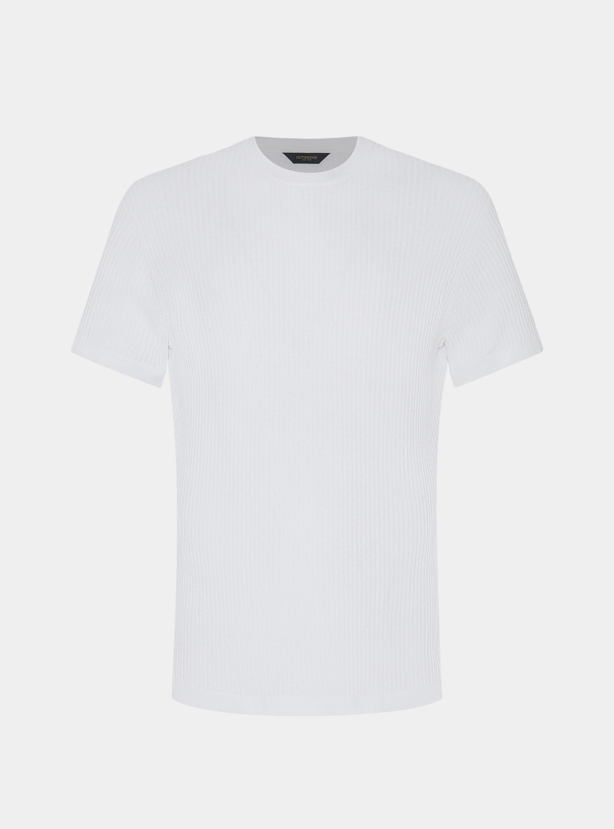 Girocollo in maglia boucl&egrave; a costina, BIANCO